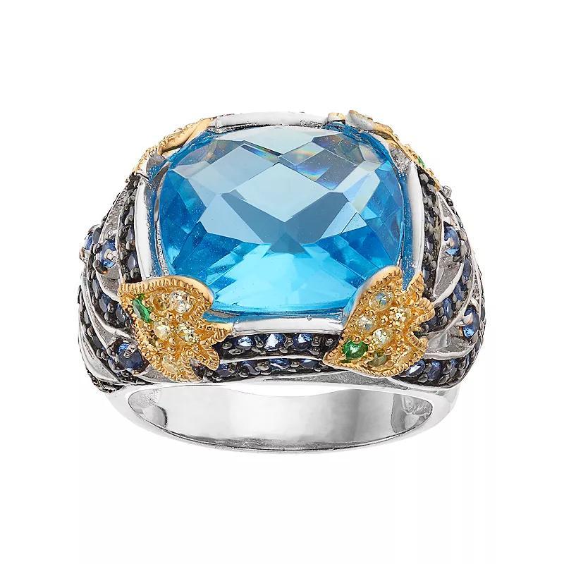 Sophie Miller Two Tone Sterling Silver Simulated Aquamarine & Gemstone Ring, Women's, Size: 8, Blue Product Image
