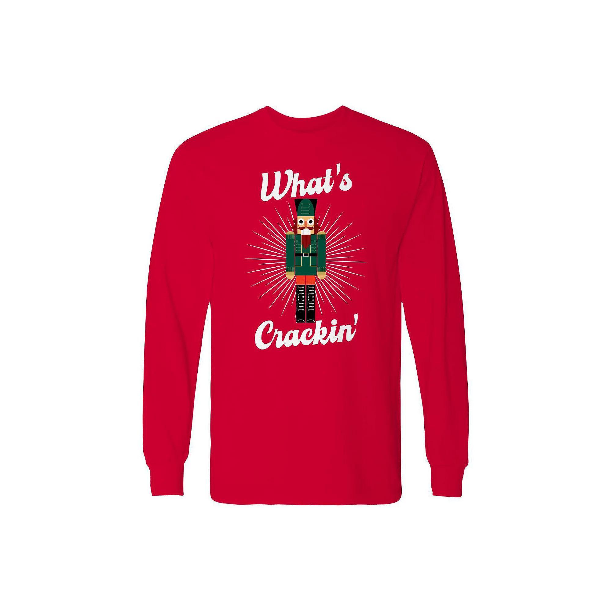 Men's Christmas What Cracker Long Sleeve Graphic Tee, Size: XXL, Black Product Image