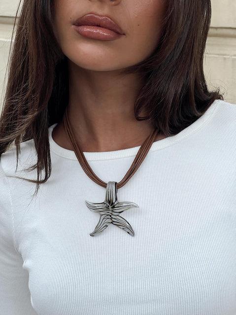 Fire Sign Glass Look Star Pendant Necklace Multi Product Image