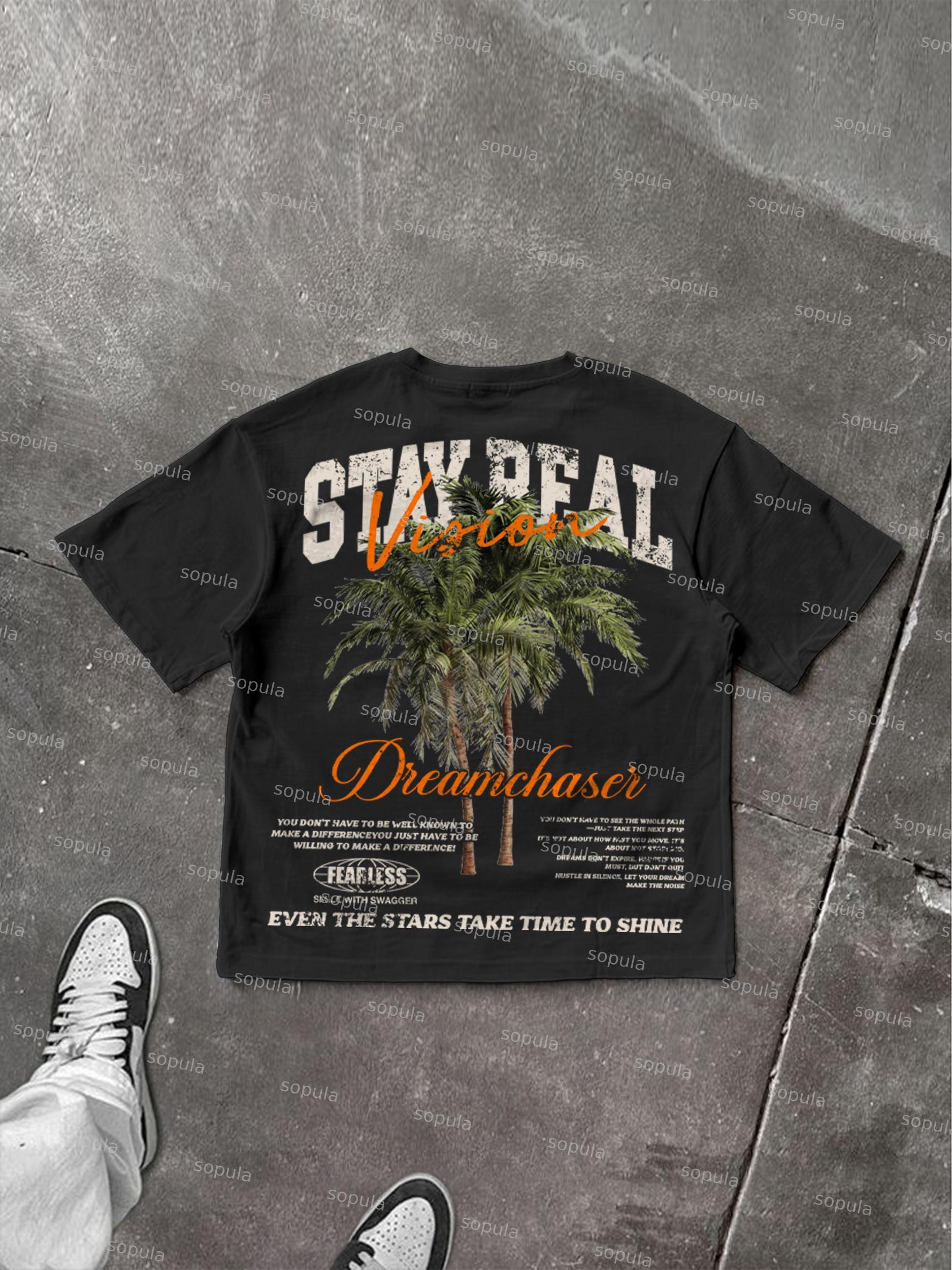 Stay Real Coconut Vacation Vintage Graphic Cotton T-shirt Product Image