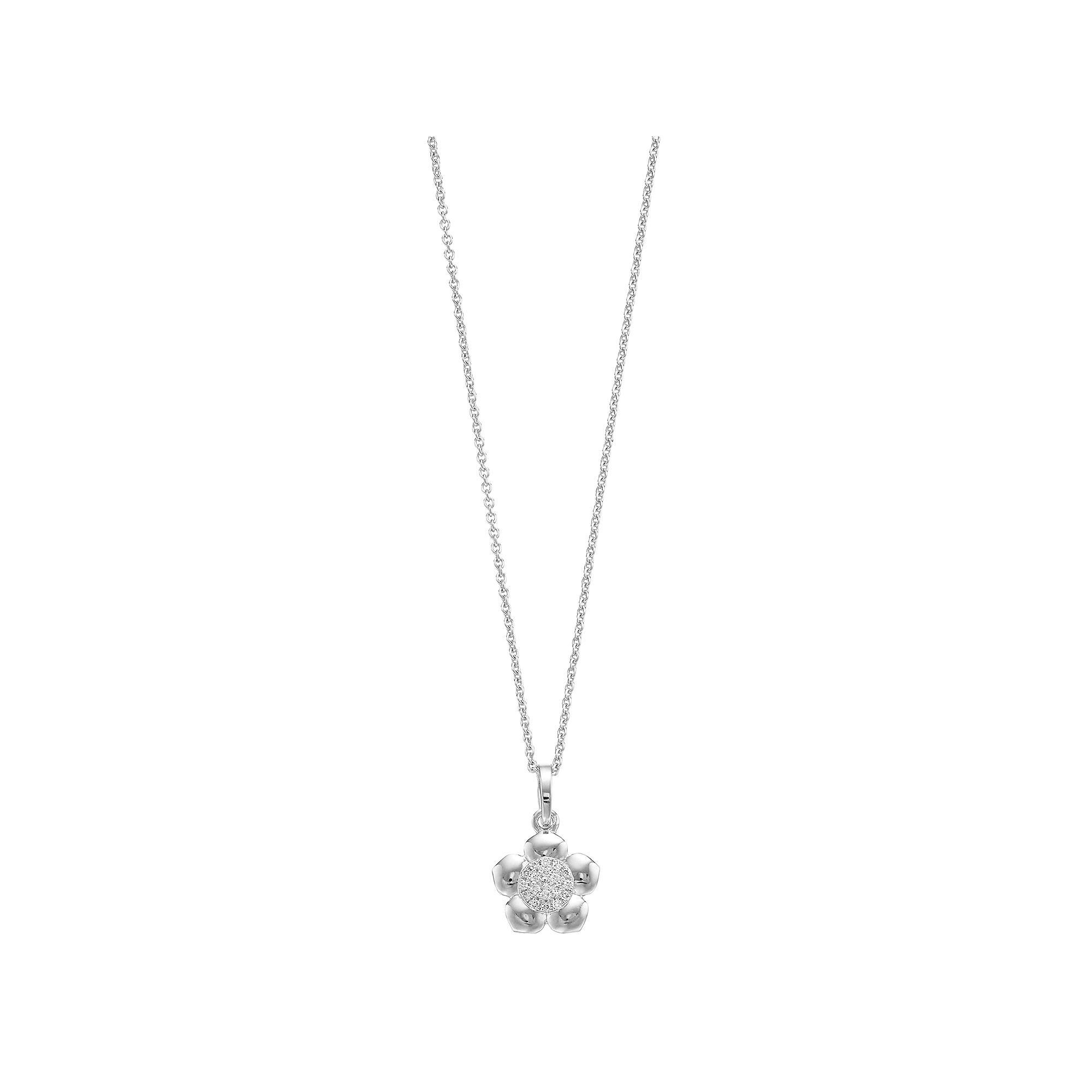 Ava Blue 14k White Gold 1/10 Carat T.W. Diamond Cluster Floral Pendant Necklace, Women's, Size: 18", 14k Whgold Product Image
