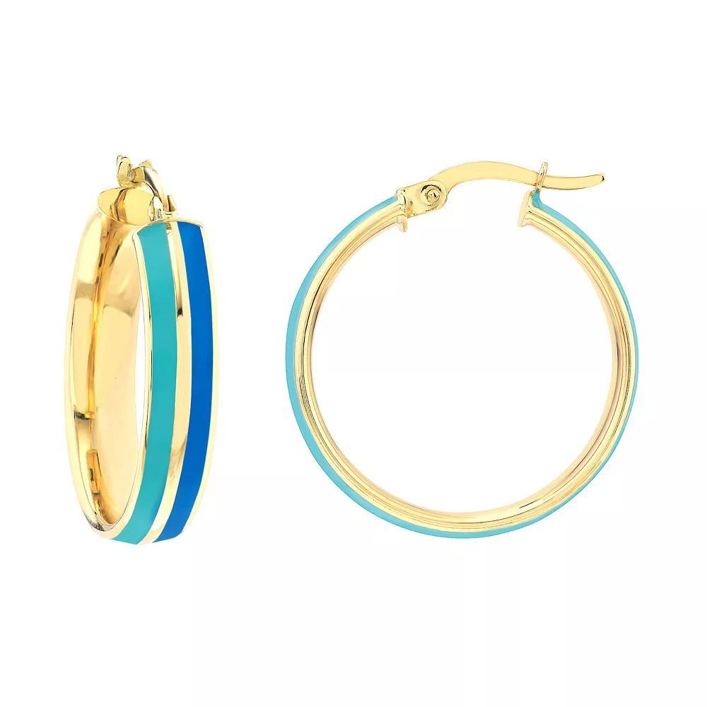 Color Romance 20 mm Enamel Striped Hoop Earrings, Women's, Black White Product Image