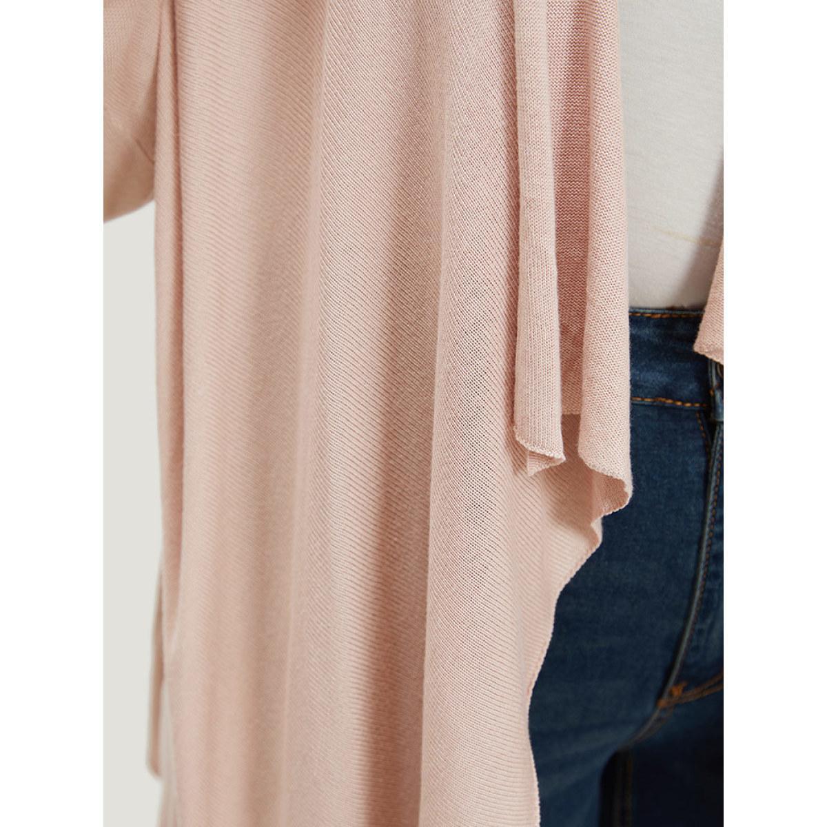 Plus Size Supersoft Essentials Solid Asymmetrical Hem Lapel Collar Cardigan DustyPink Women Casual Loose Long Sleeve Dailywear Cardigans BloomChic 14-16/1X Product Image