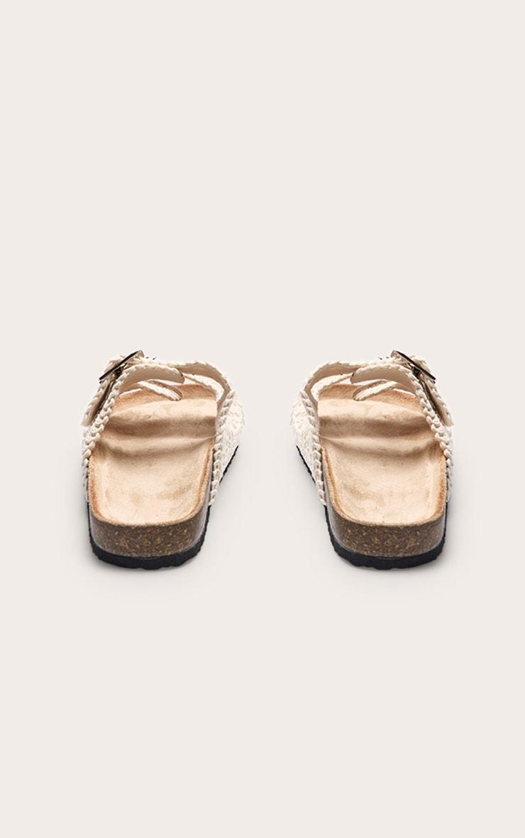 Beige Crochet Knit Footbed Sandals Product Image