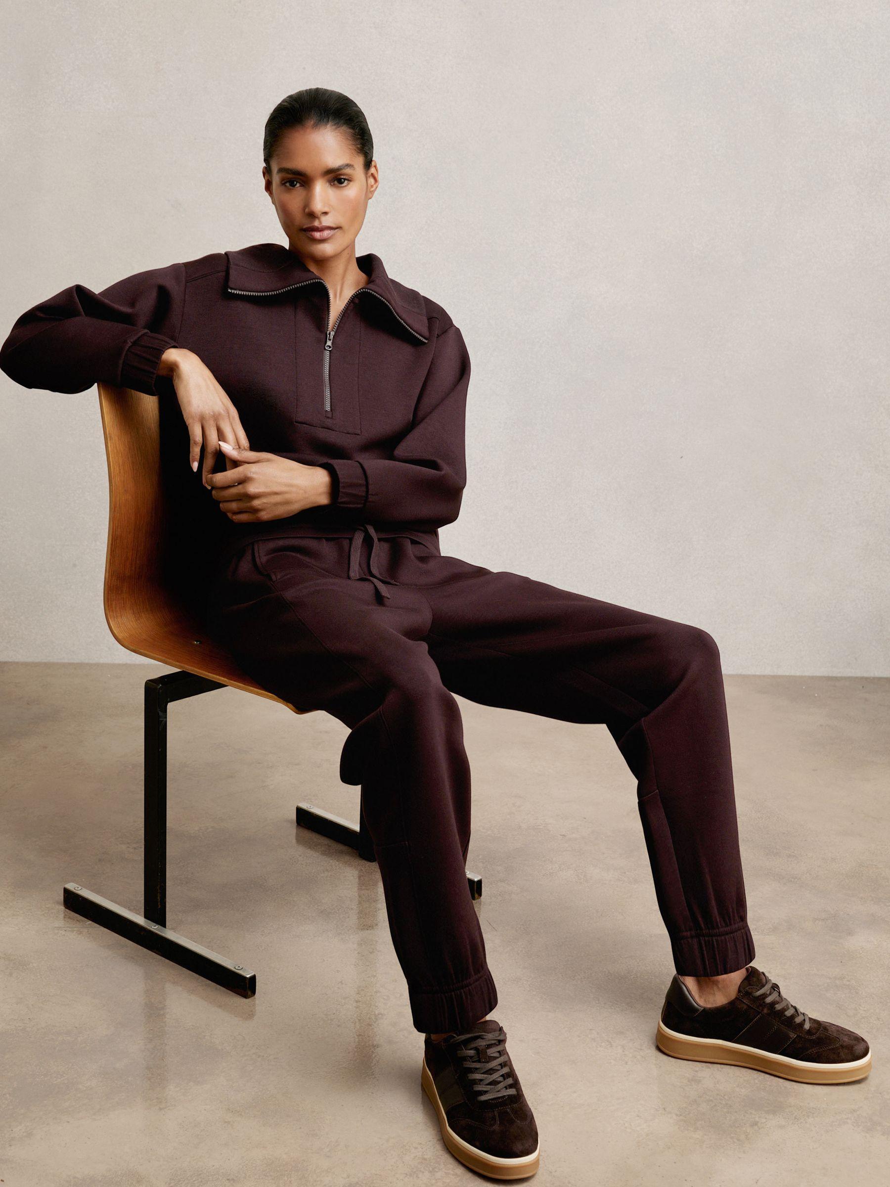Tapered Elasticated-Waist Joggers in Plum Product Image