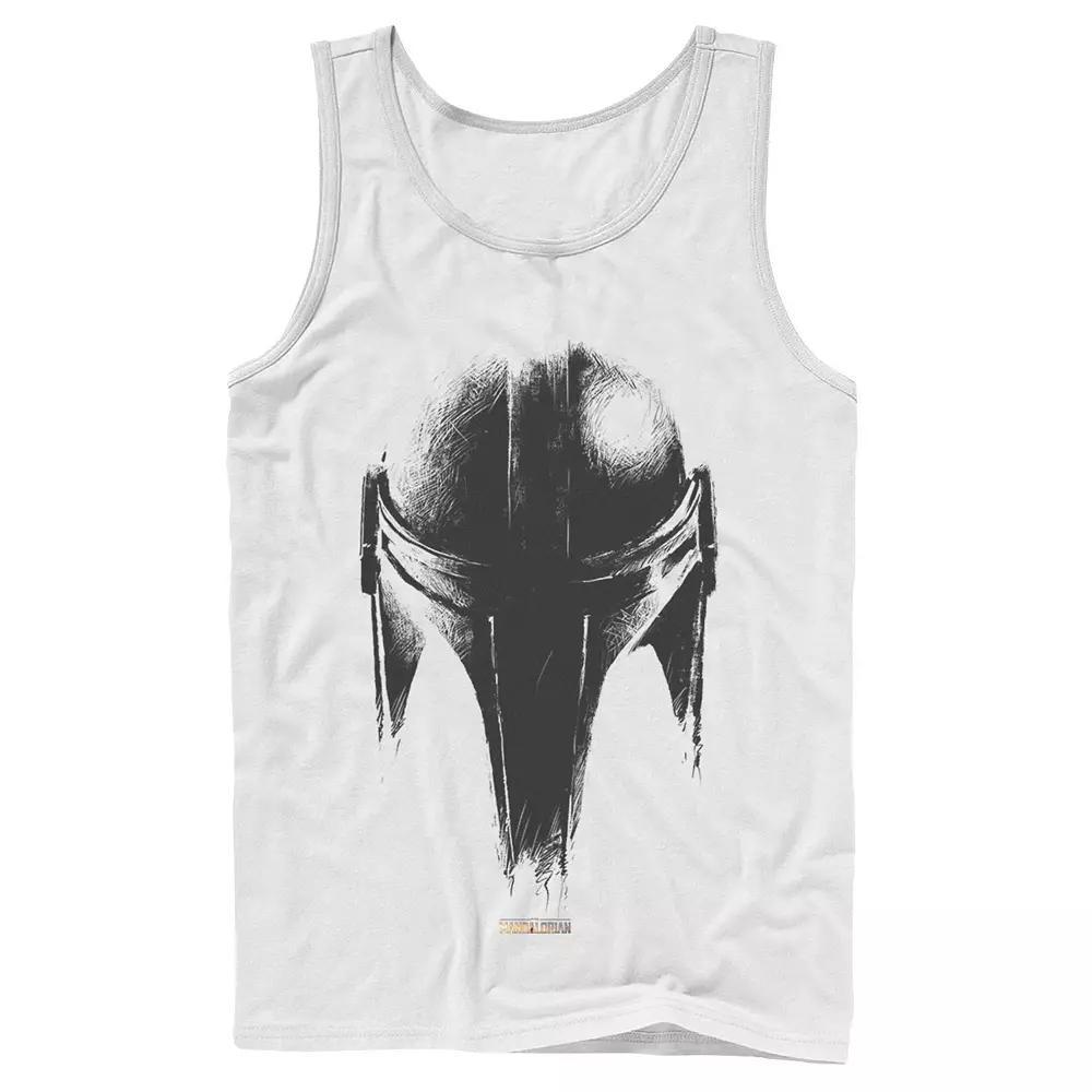 Men's Star Wars The Mandalorian Metallic Helmet Tank Top, Size: Large, White Product Image