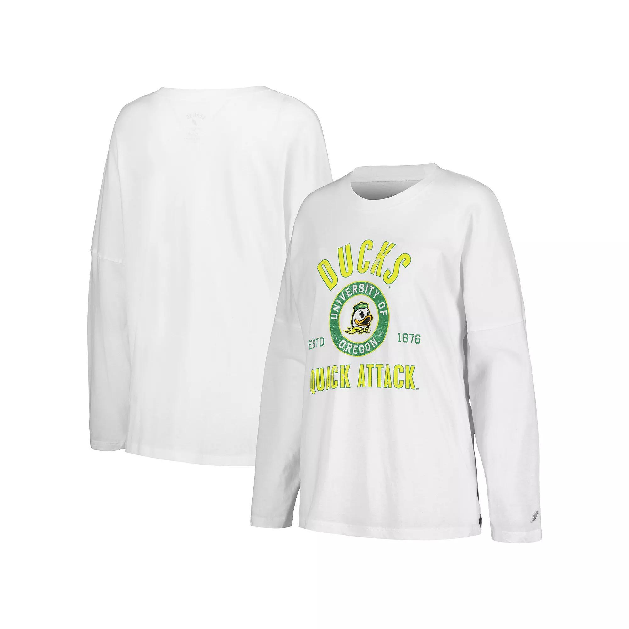 Women's League Collegiate Wear White Oregon Ducks Clothesline Oversized Long Sleeve T-Shirt, Size: XL Product Image