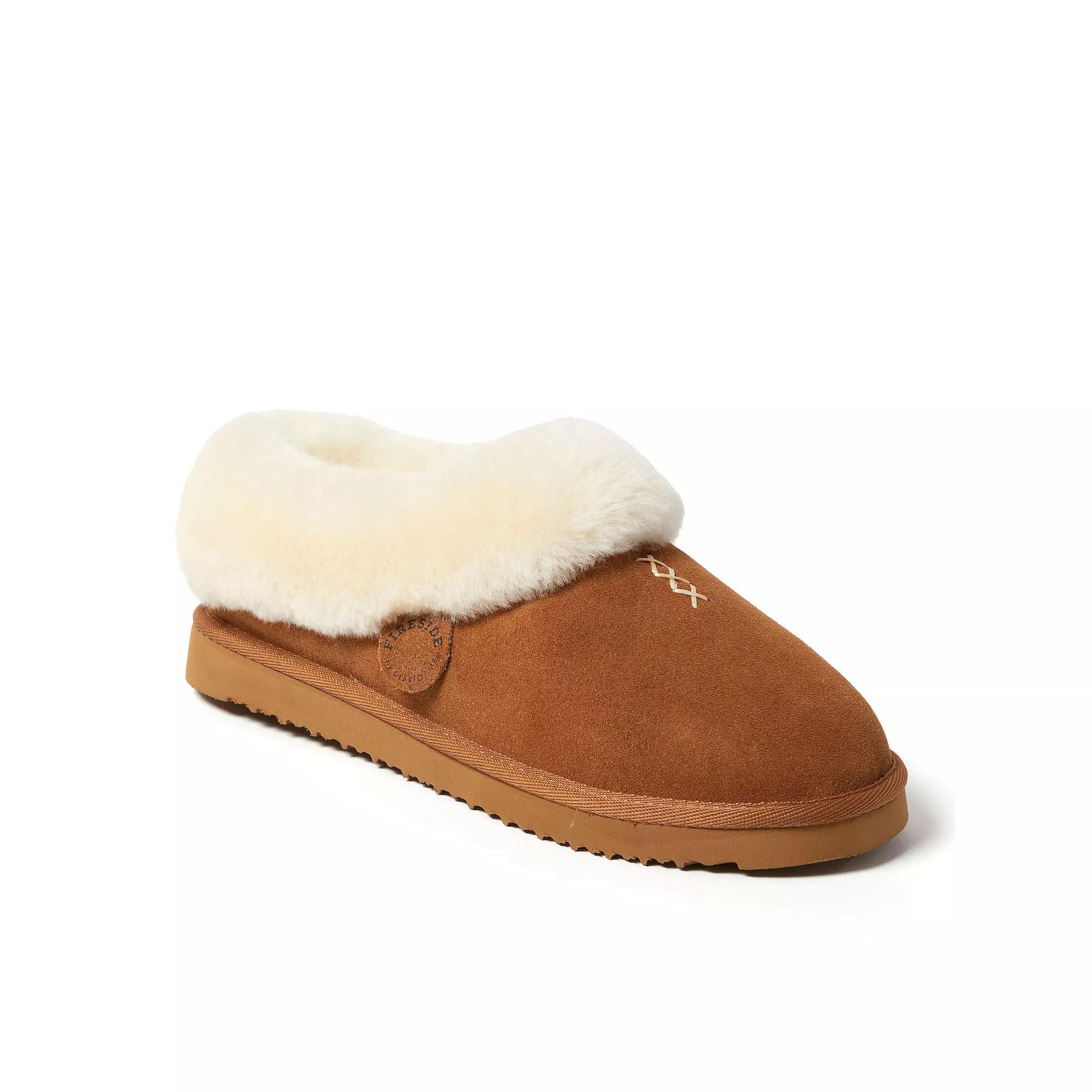 Fireside by Dearfoams Adelaide Womens Shearling Clog Slippers Brown Product Image
