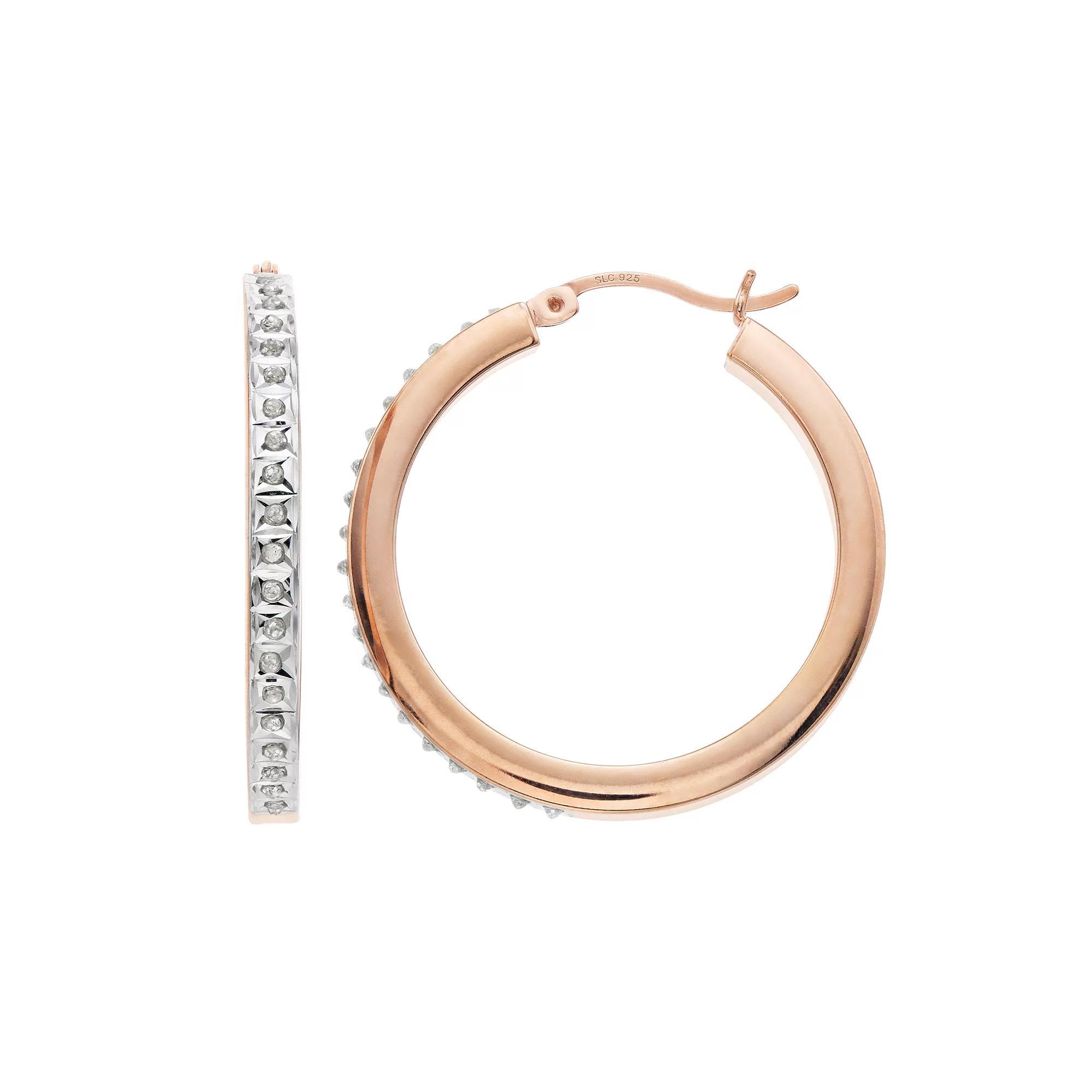 Diamond Mystique Hoop Earrings, Women's, 18k Rose Gold Over Product Image
