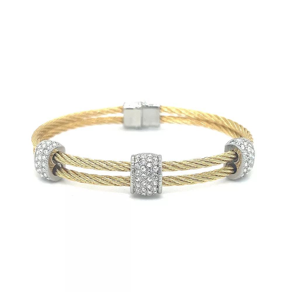 Juvell Two Tone 18k Gold Plated Cubic Zirconia Bangle Bracelet, Women's, Size: 7" Product Image