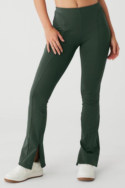 Alo Yoga | High-Waist Zip It Flare Legging Green Product Image