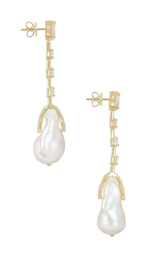 By Adina Eden 14k Dangling Baroque Pearl Stud Earrings Gold One Size Product Image