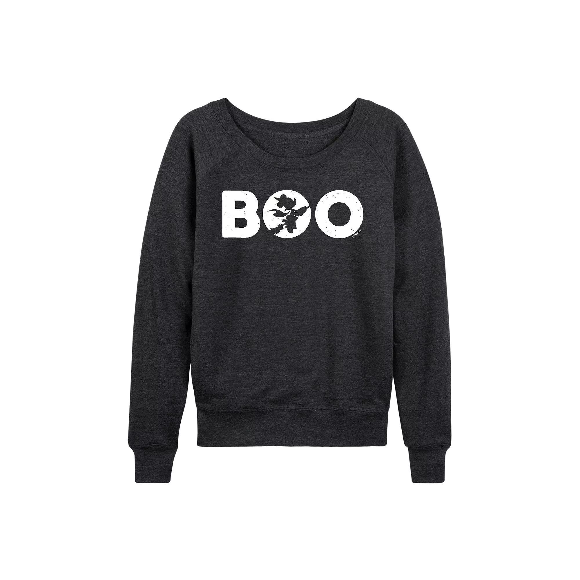 Disney's Mickey Mouse Women's Christmas French Terry Long Sleeve Tee, Size: Small, Heather Grey Product Image