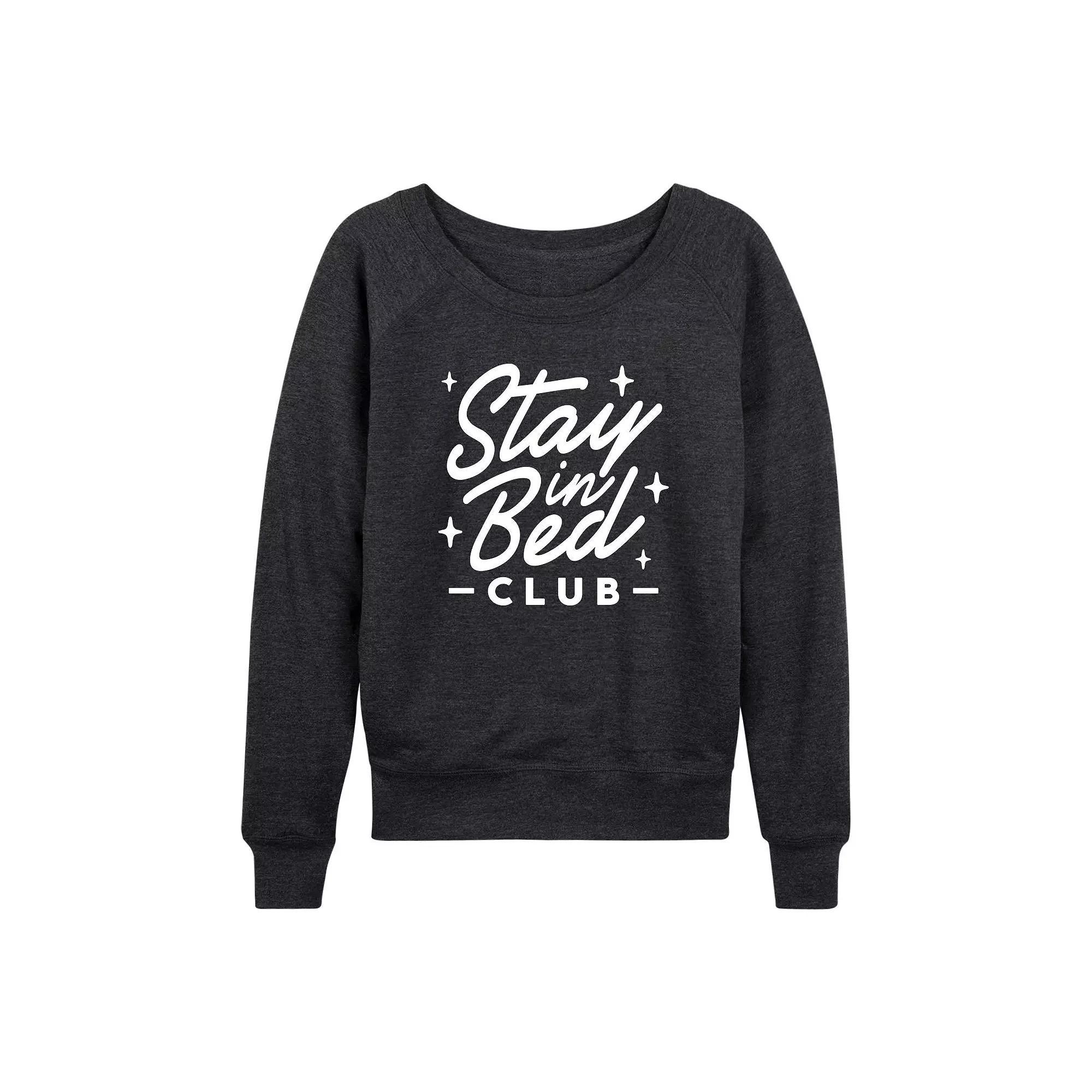 Womens Stay In Bed Club French Terry Long Sleeve Tee Heather Grey Product Image