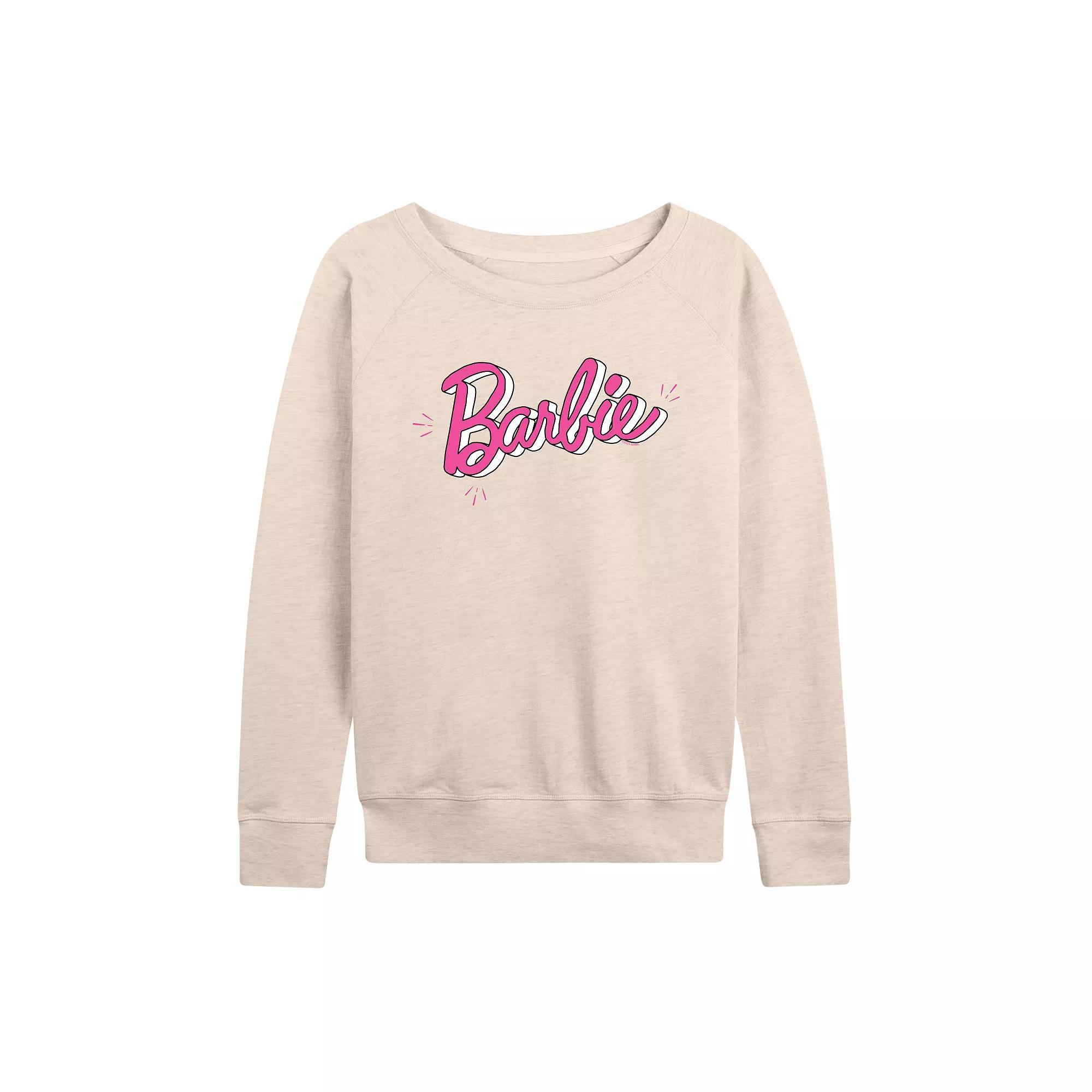 Womens Barbie Sketch Logo French Terry Long Sleeve Tee, Girls Product Image
