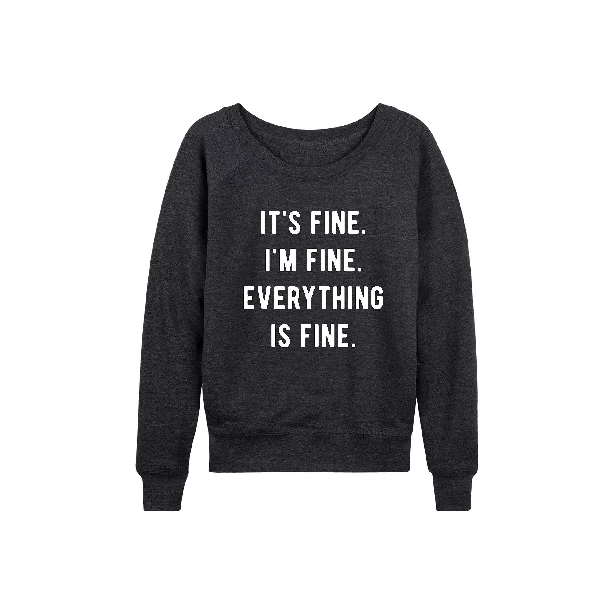 Womens Everything Is Fine French Terry Long Sleeve Tee Heather Grey Product Image