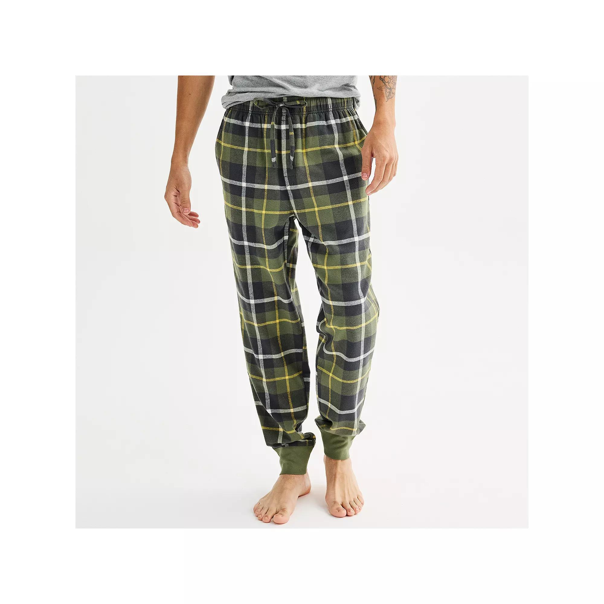 Men's Sonoma Goods For Life® Banded Bottom Flannel Pajama Pants, Size: Large, Black Biege Plaid Product Image