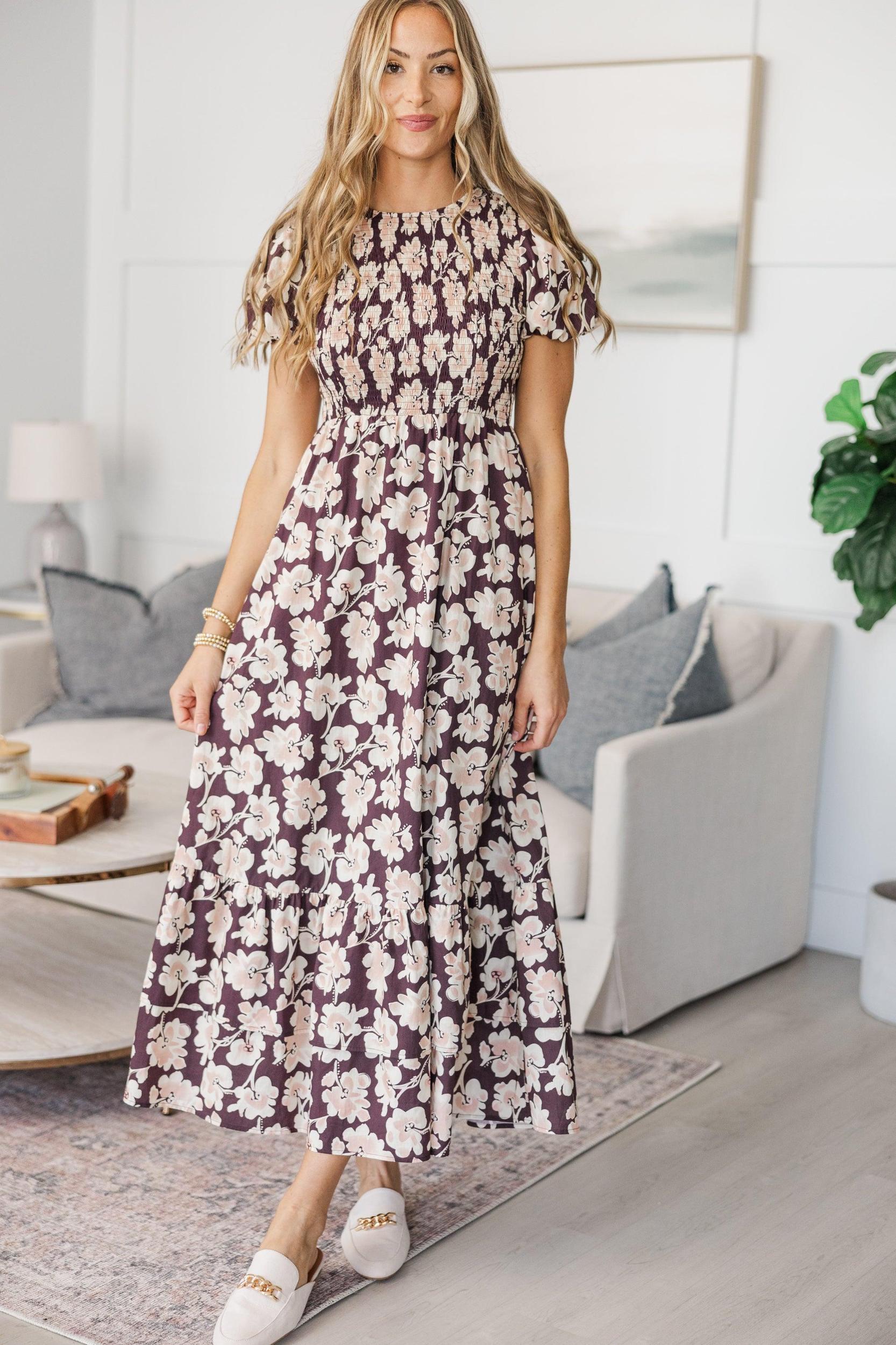 NURSING COLLECTION: Make The Right Choice Burgundy Red Abstract Maxi Dress Female Product Image