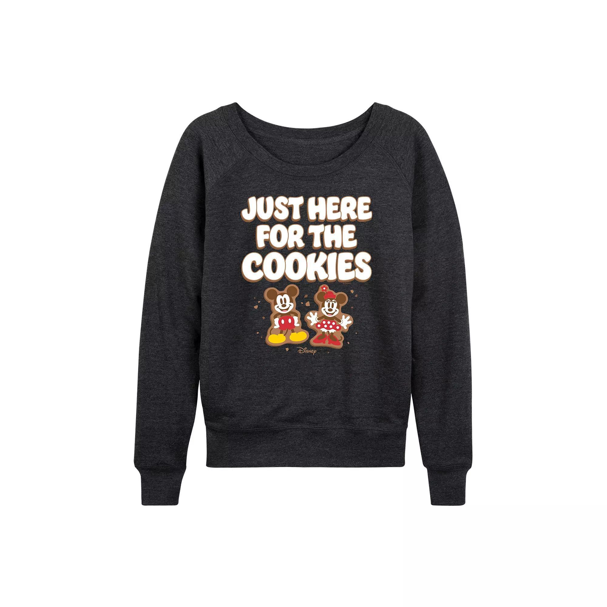 Disneys Mickey and Minnie Mouse Womens Cookies French Terry Long Sleeve Tee Heather Grey Product Image