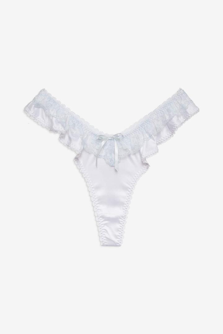 Sweetheart Ruffle Thong Panty — White Product Image
