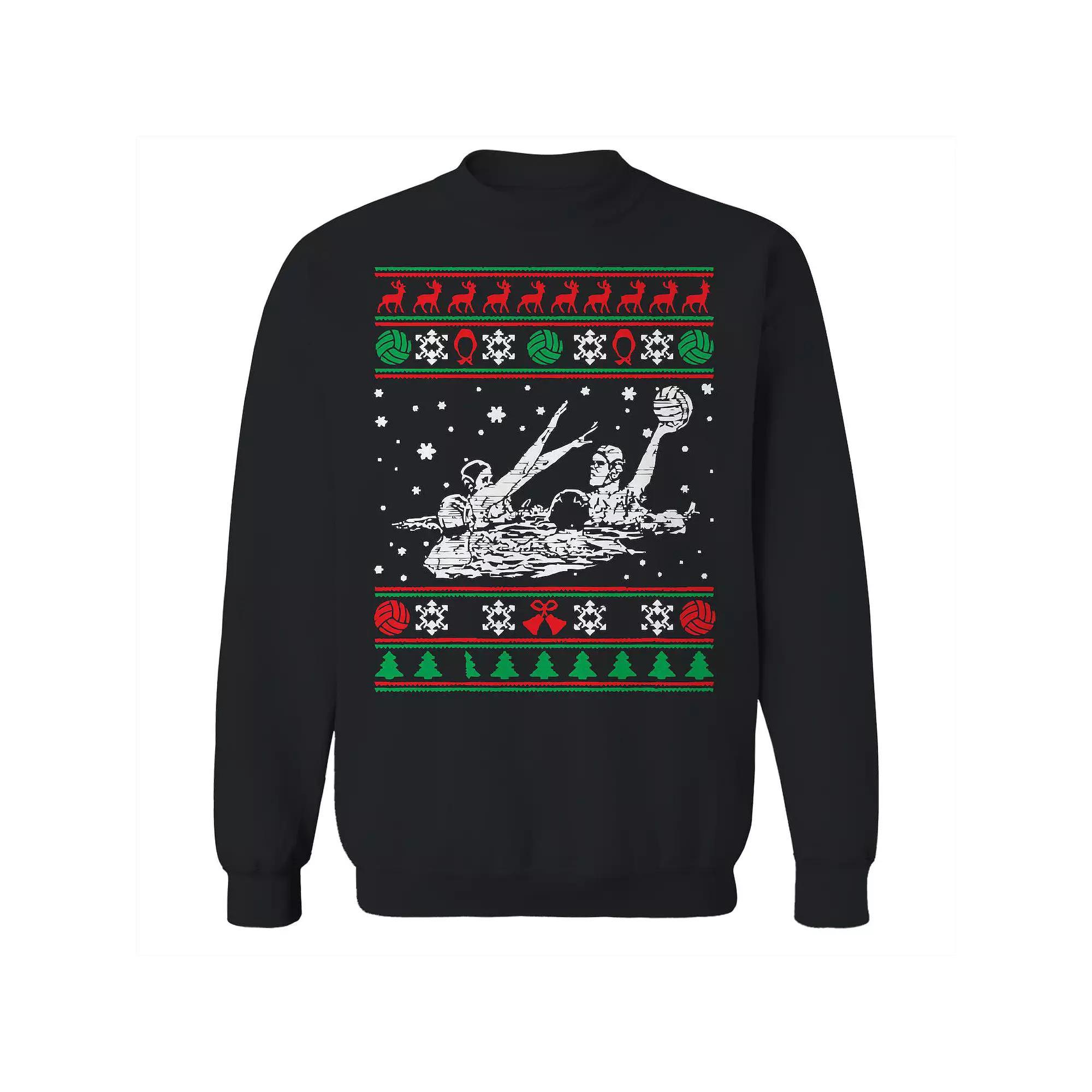 Men's Ugly Water Christmas Sweater Graphic Sweatshirt, Size: XL, Black Product Image
