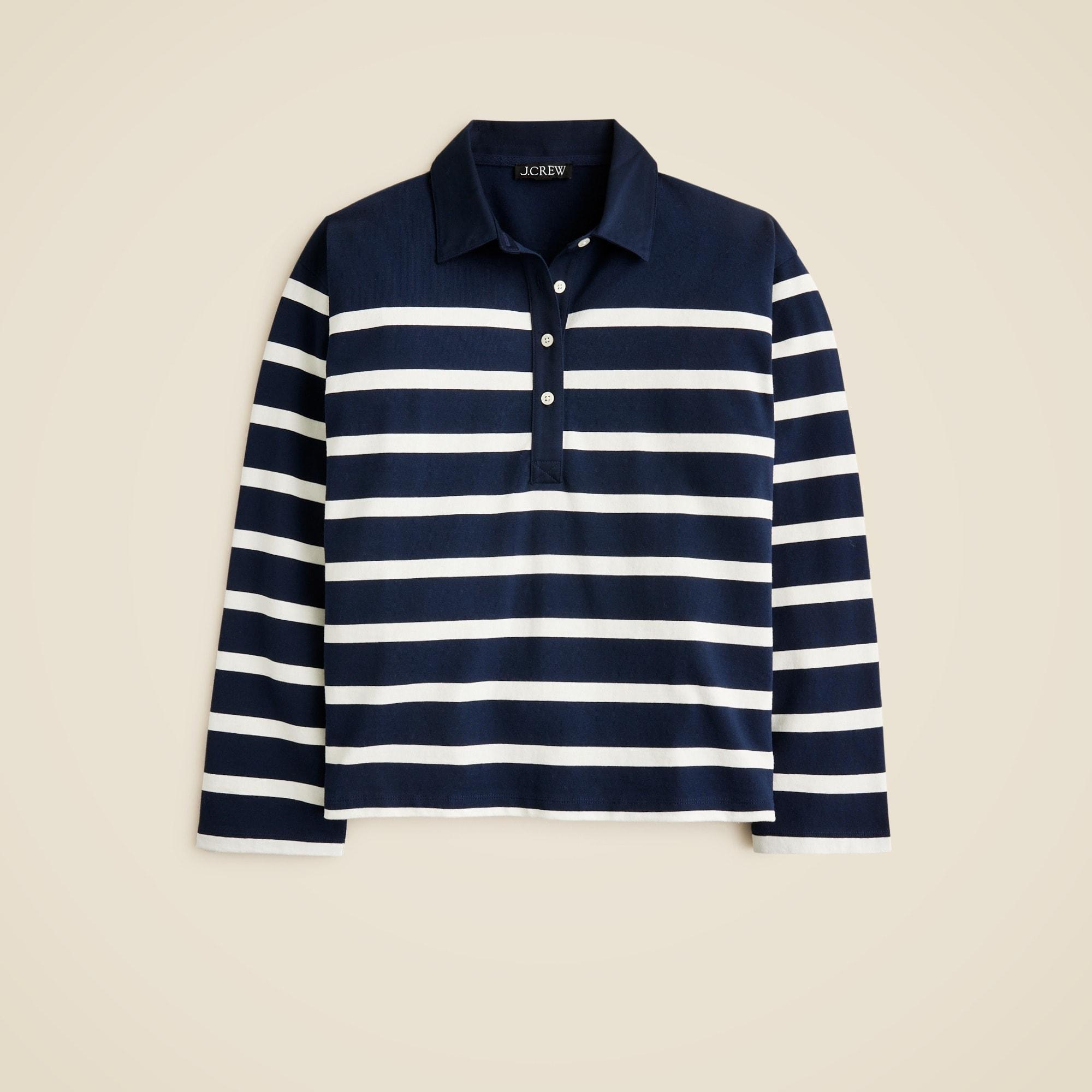 Mariner jersey long-sleeve polo T-shirt in stripe Product Image