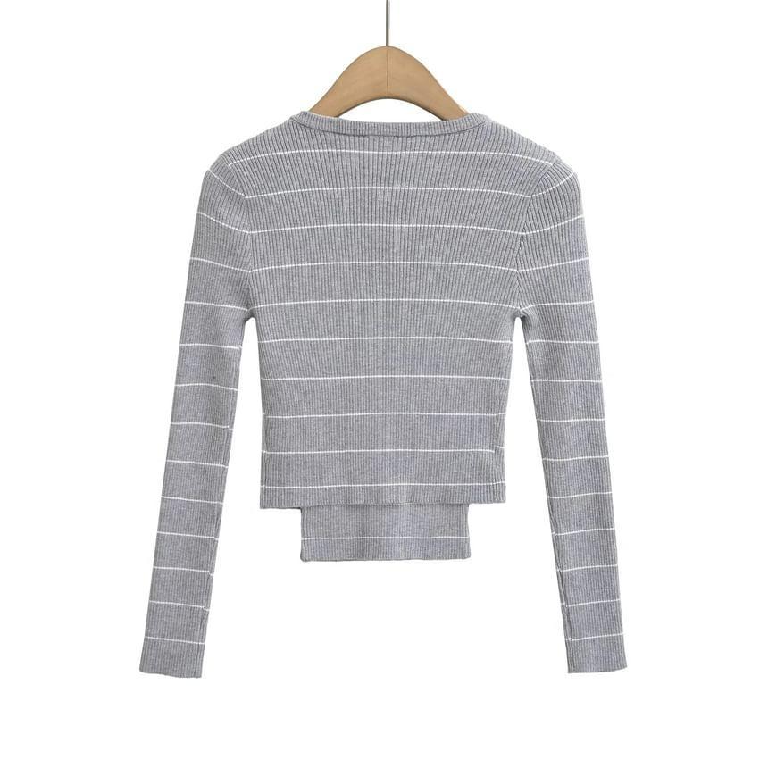Set: Striped Button-Up Crop Cardigan + Cami Top Product Image