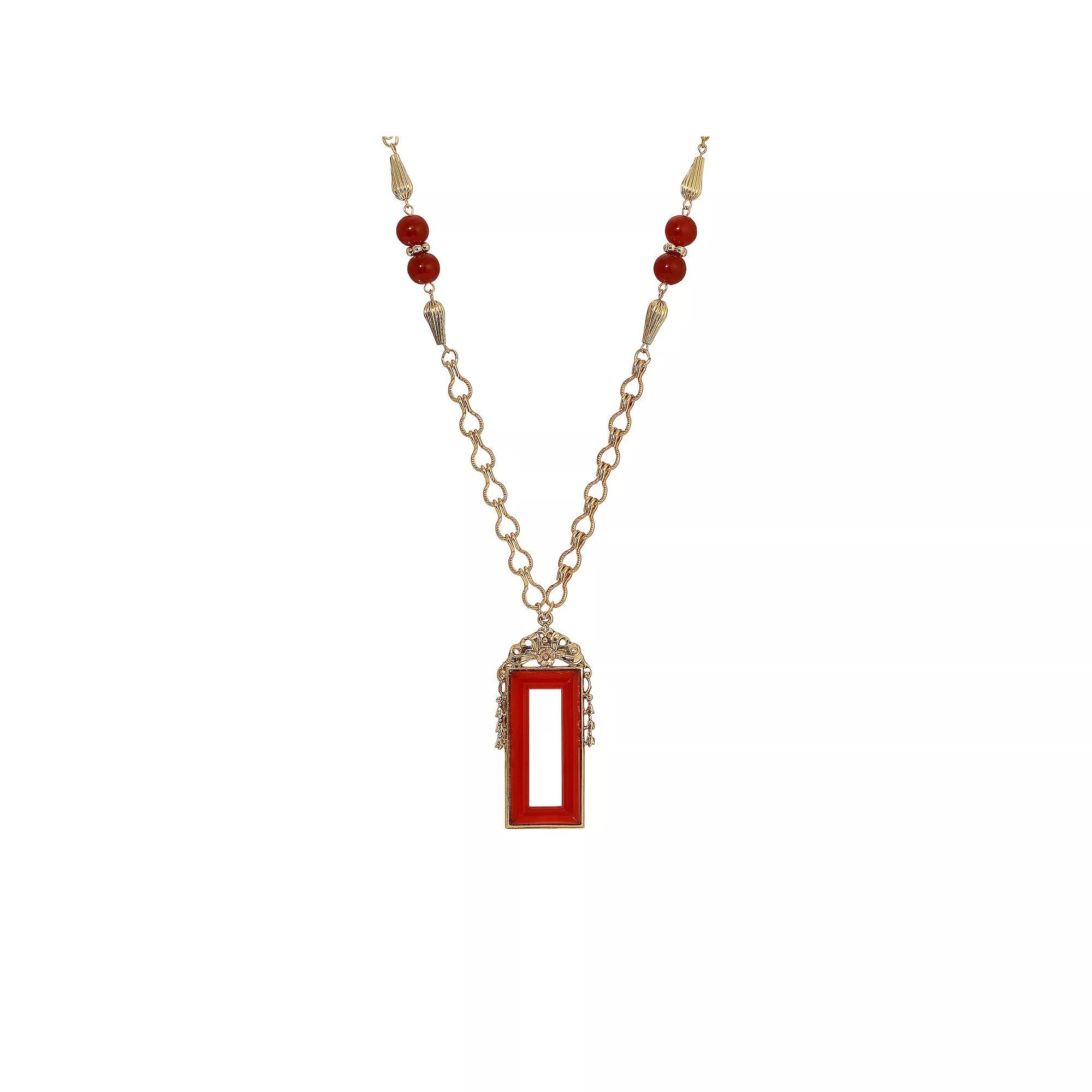 1928 Gold Tone Carnelian Color Necklace, Womens, Orange Product Image
