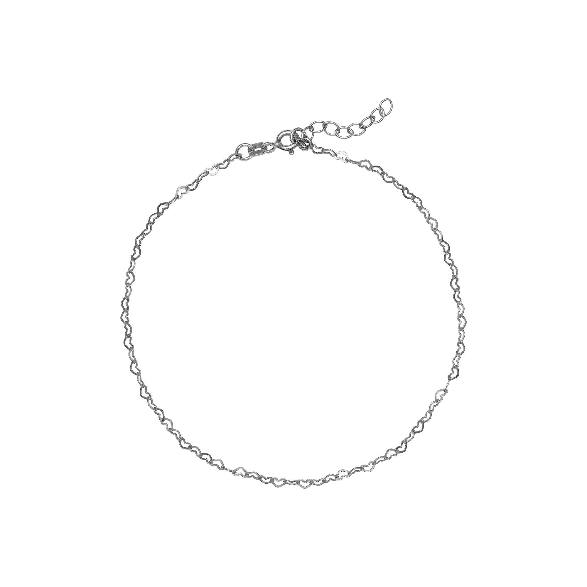PRIMROSE Sterling Silver Heart Link Chain Anklet, Women's, Size: 10" Product Image