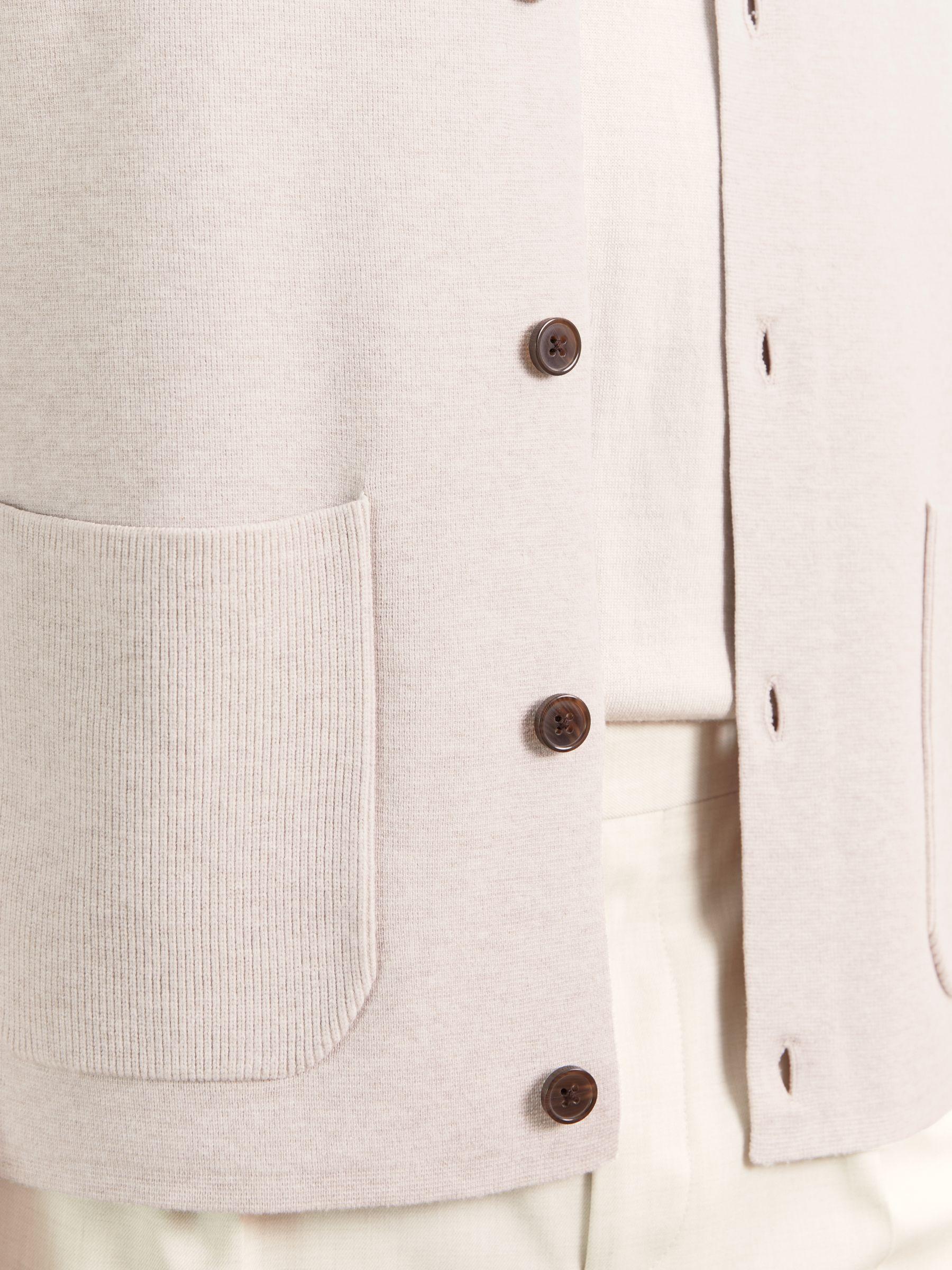Button-Through Ribbed-Sleeve Shirt in Oatmeal Brown Product Image