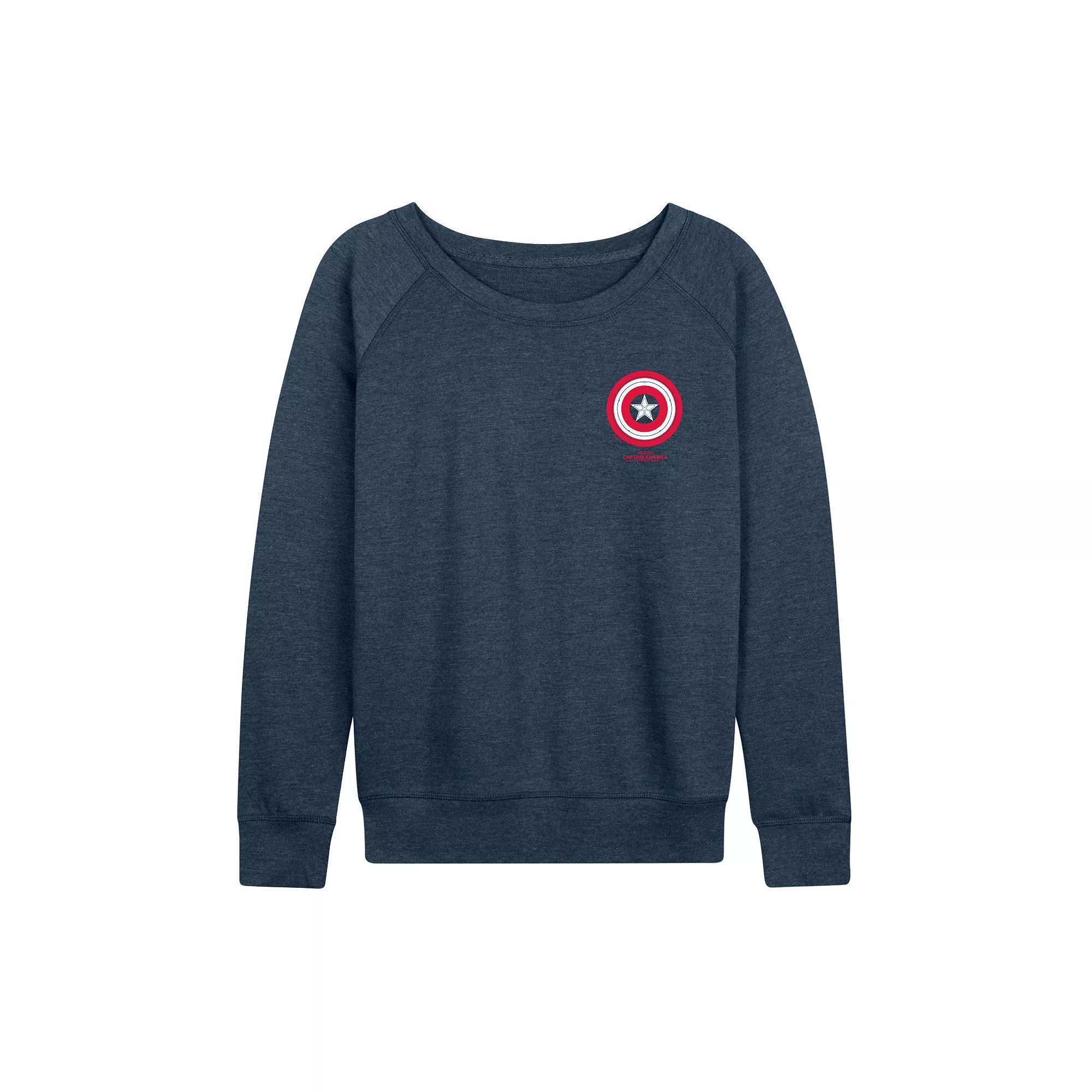 Womens Marvel Captain America: Brave New World Captain America Icon French Terry Long Sleeve Tee Grey Indigo Product Image