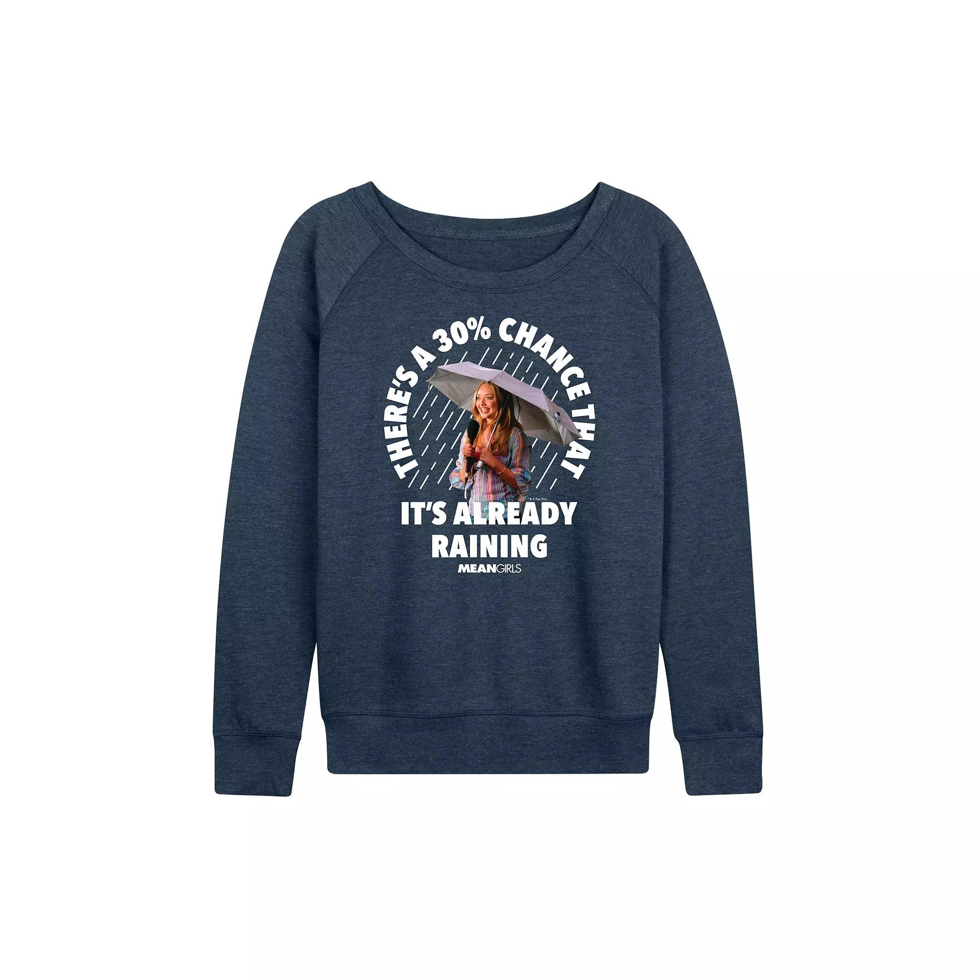 Womens Mean Girls Its Already Raining French Terry Long Sleeve Tee Grey Indigo Product Image