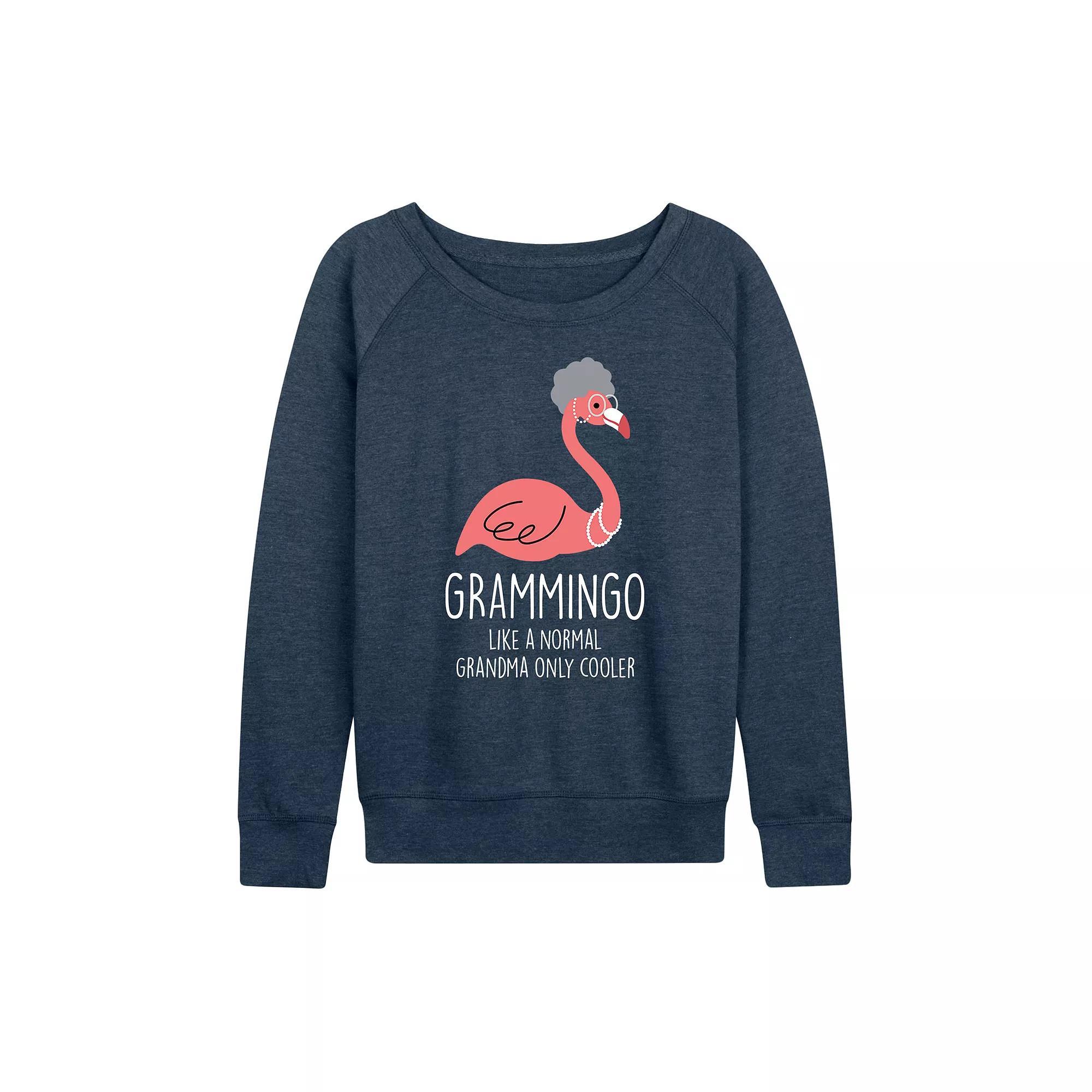 Womens Grammingo French Terry Long Sleeve Tee, Girls Grey Indigo Product Image