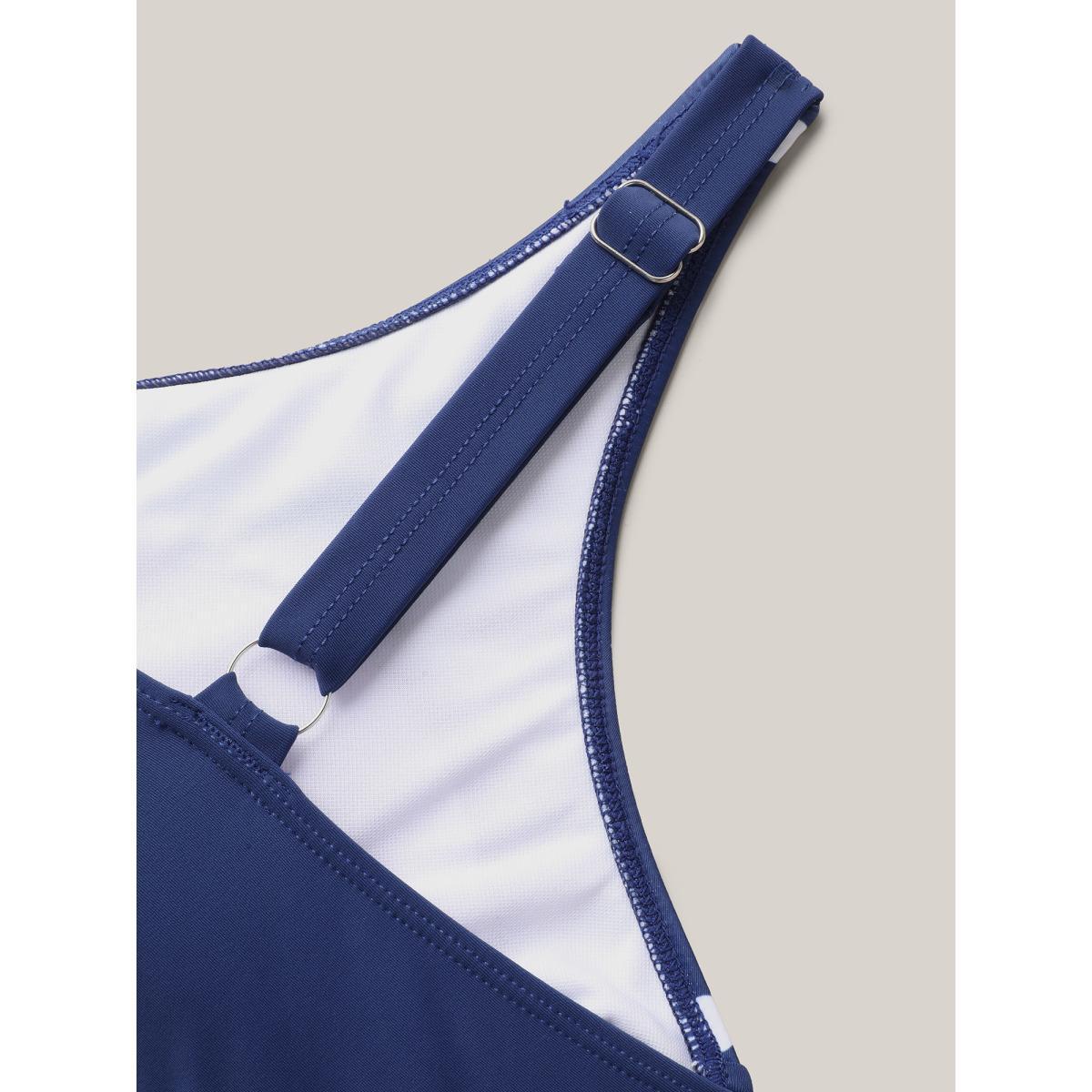 Plus Size Polka Dots Contrast Drawstring One-Piece Swimsuit Women's Swimwear Indigo Beach Gathered Curve Bathing Suits High stretch One Pieces BloomChic 28/5X Product Image