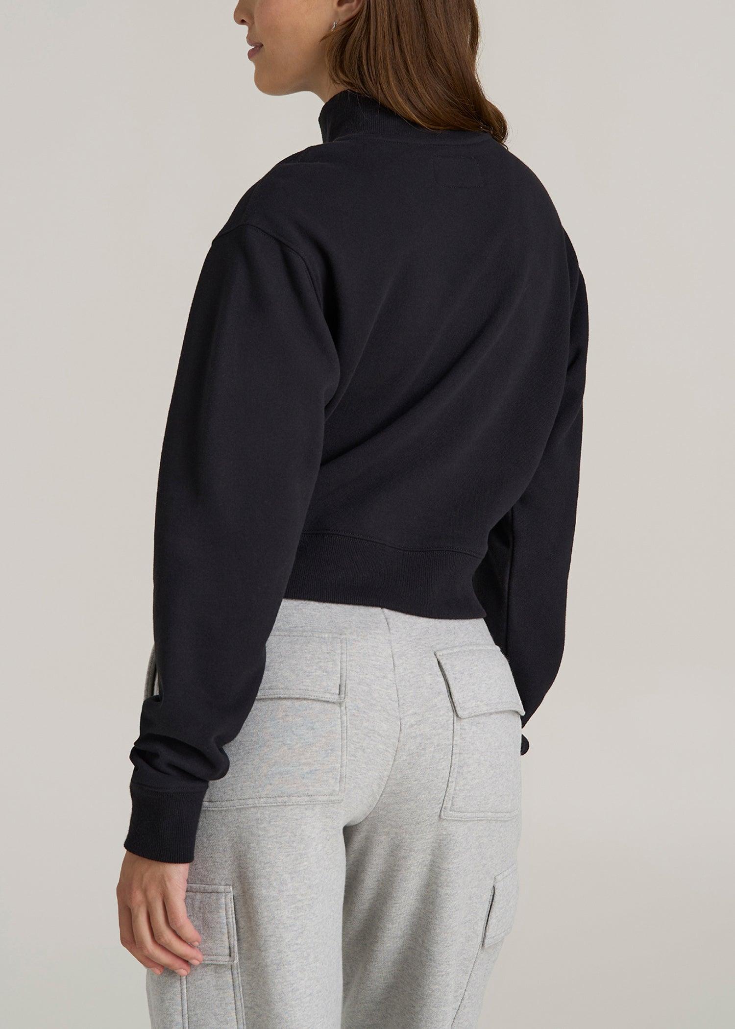 Wearever 2.0 Fleece Half-Zip Cropped Sweatshirt for Tall Women in Black Product Image