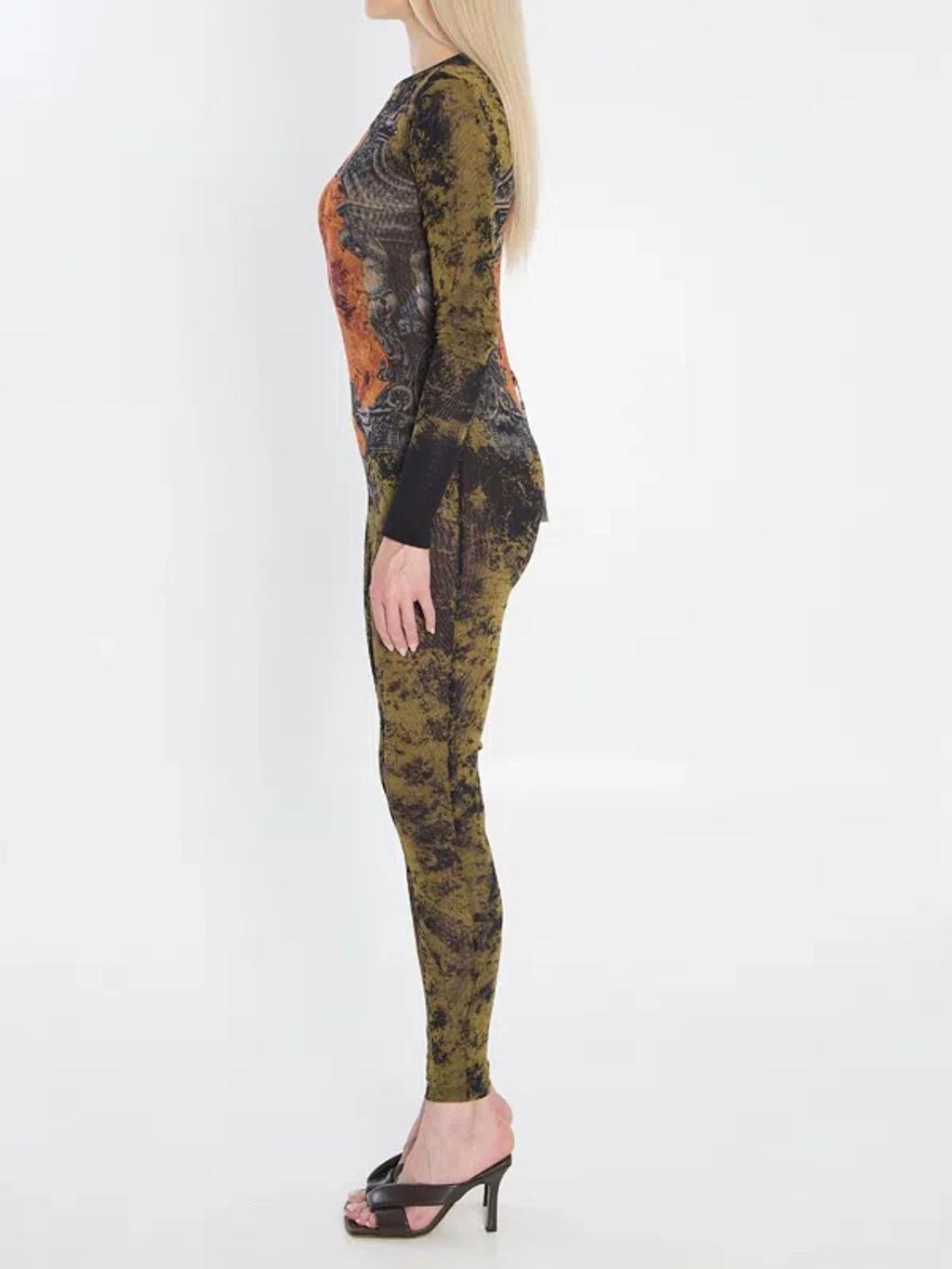 JEAN PAUL GAULTIER Graphic Print Full-length Dress With Long Sleeves In Black Product Image