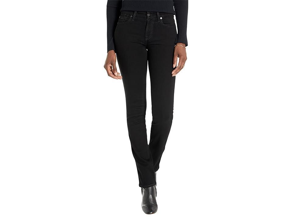 7 For All Mankind Kimmie Mid Rise Straight Jeans in Rinse Black Product Image