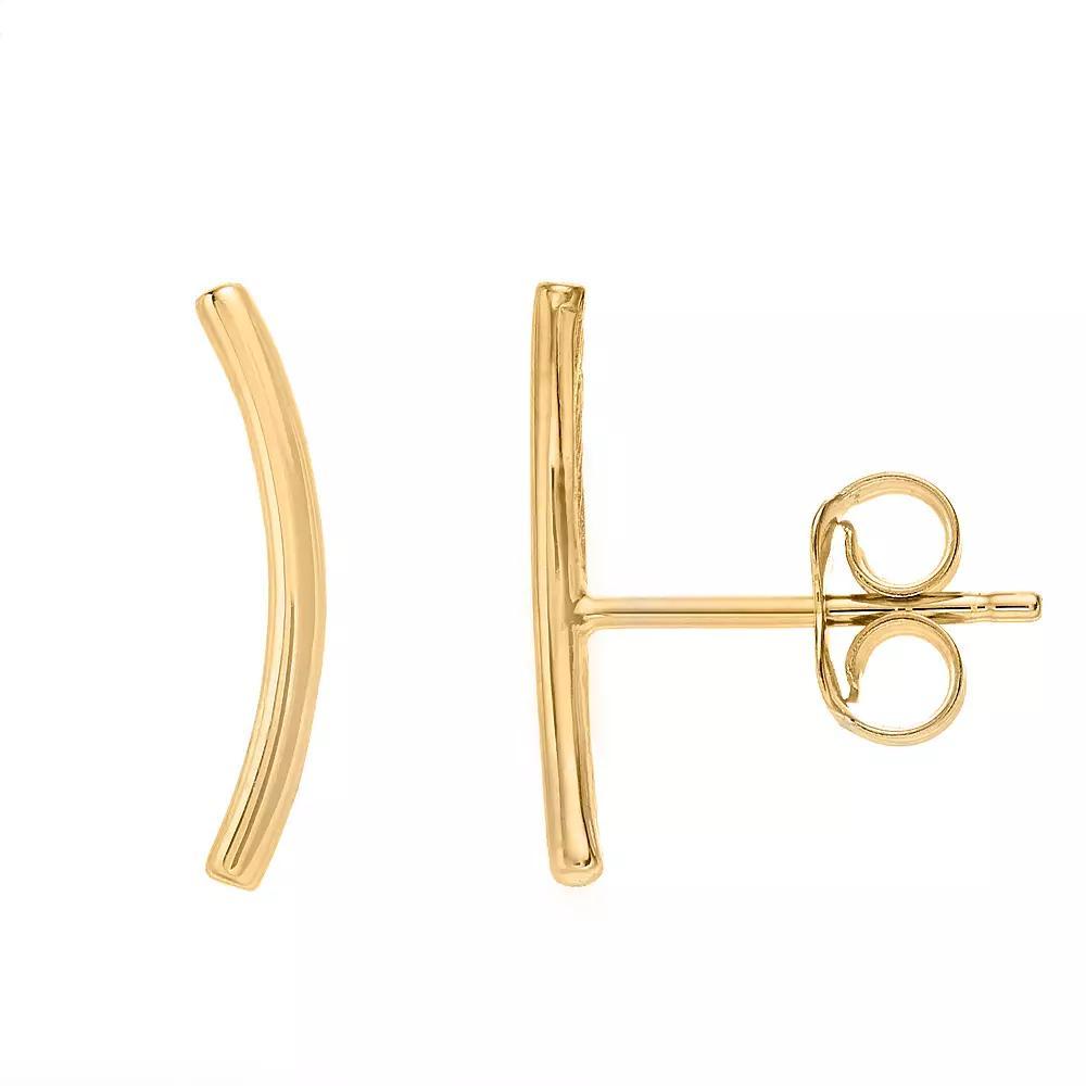 14k Gold Arched Bar Stud Earrings, Women's, Yellow Product Image
