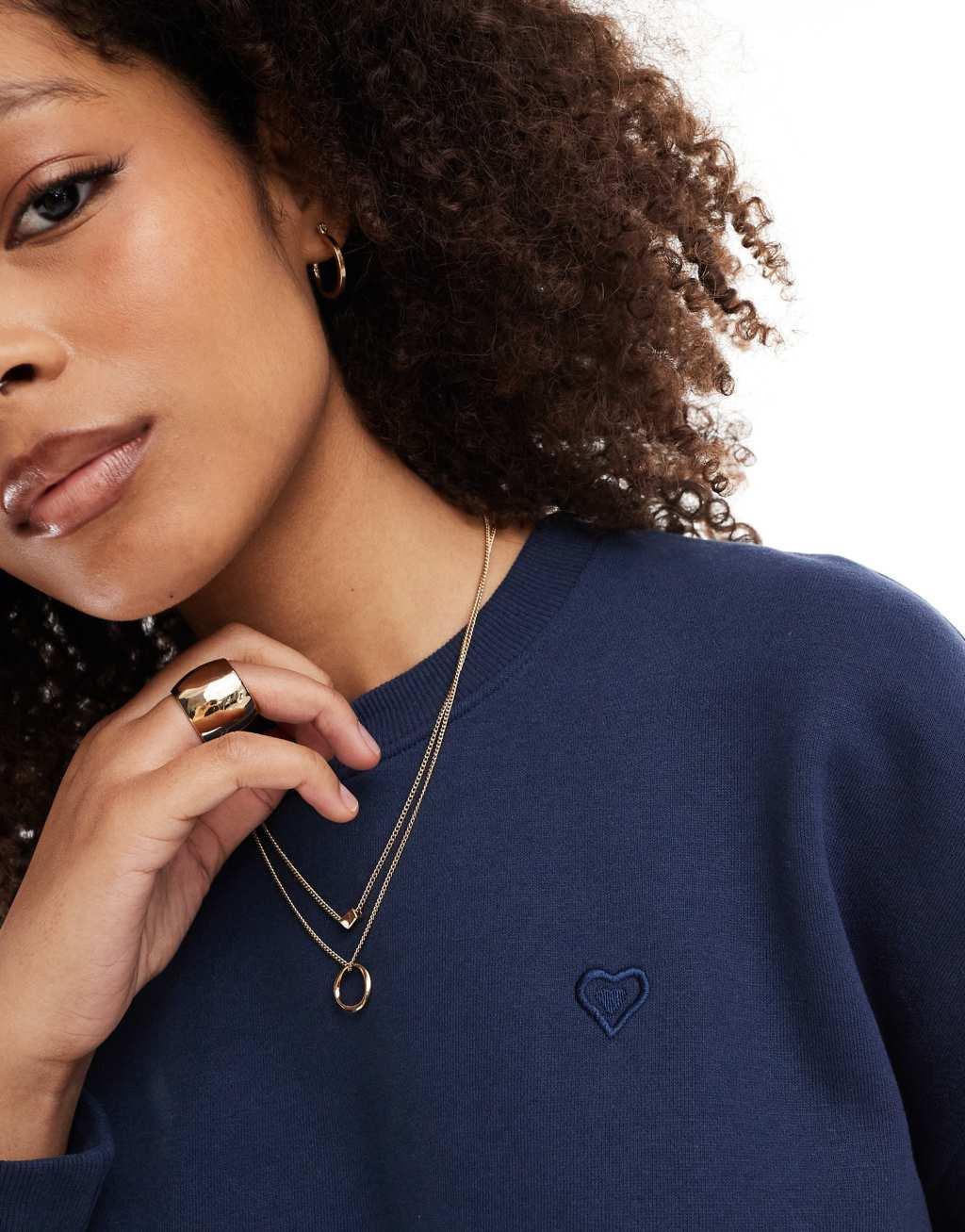Miss Selfridge oversized sweatshirt in Navy - part of a set Product Image