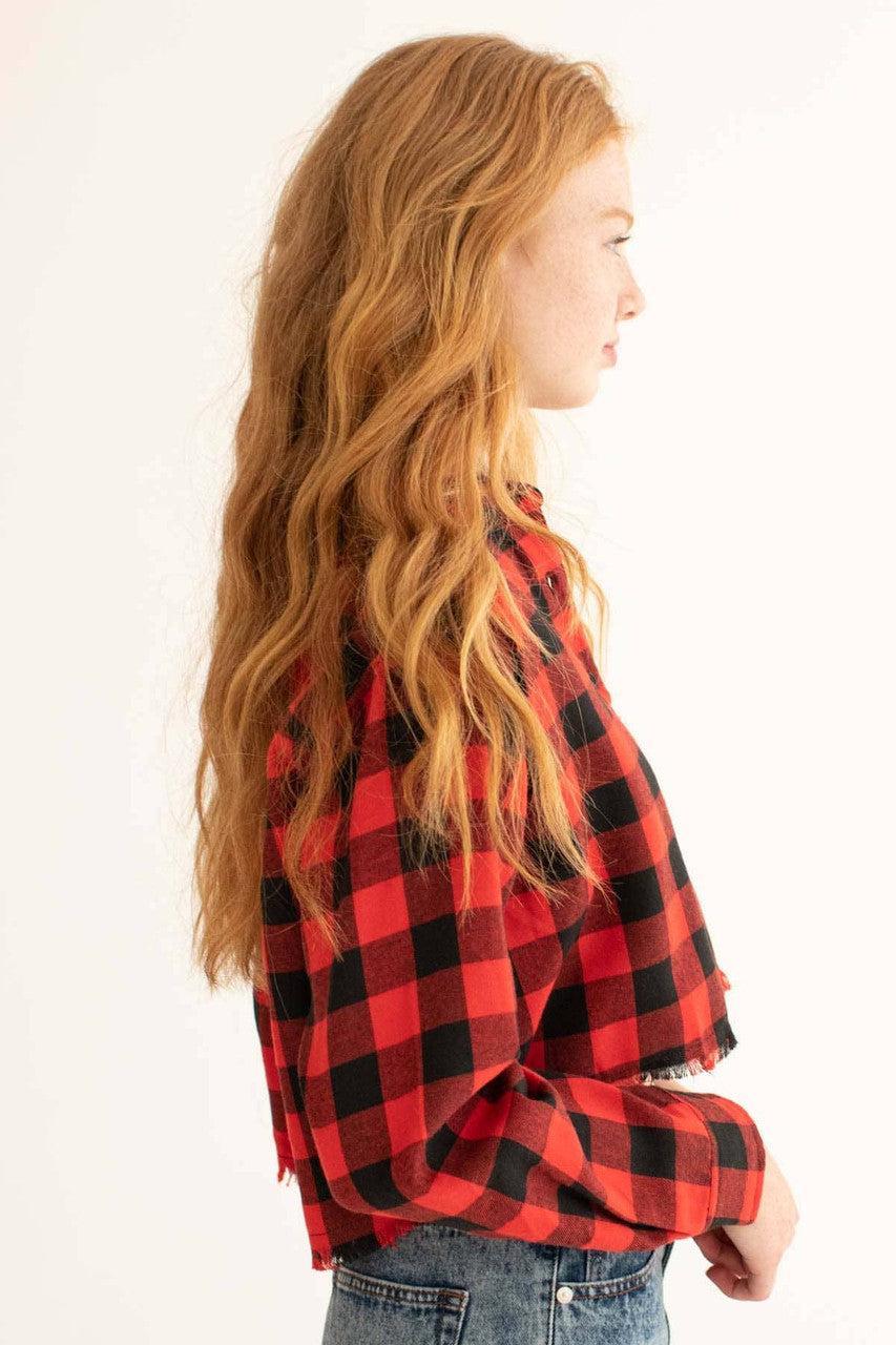 Red Cut Off Flannel Product Image