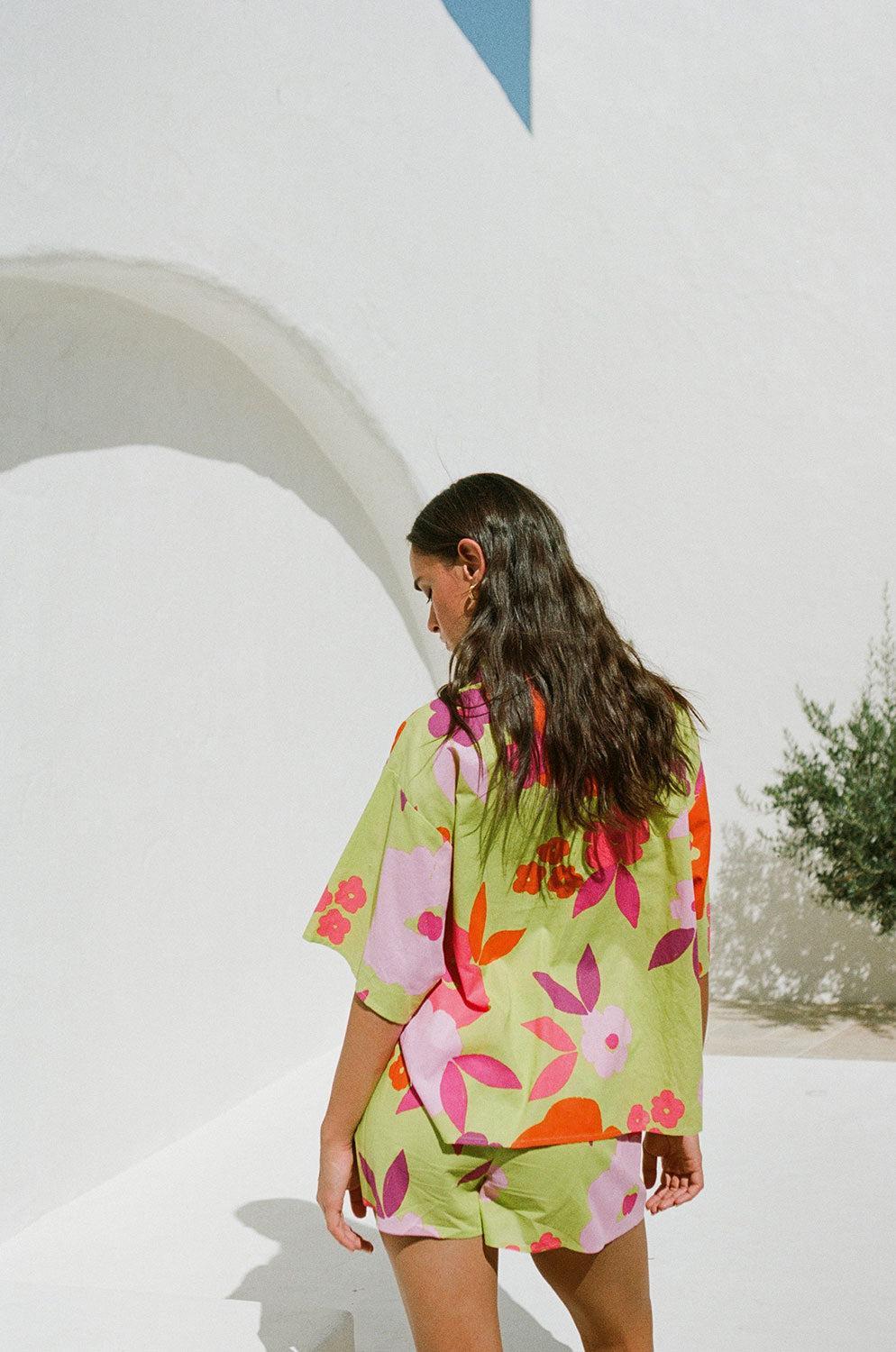 Thessy Top - Lime Floral Product Image