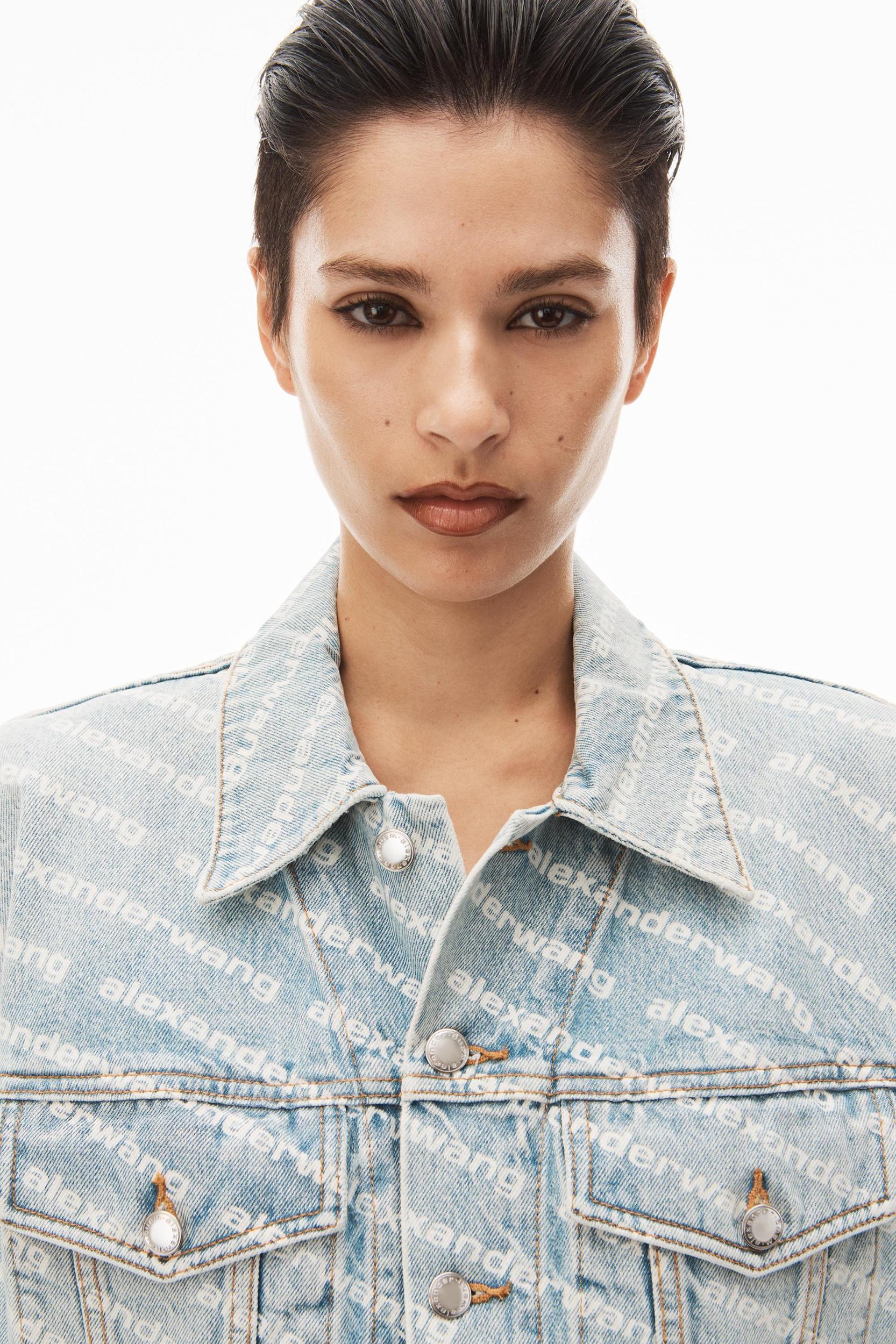 Falling Back Logo Jacket In Pebble Bleach Denim Product Image