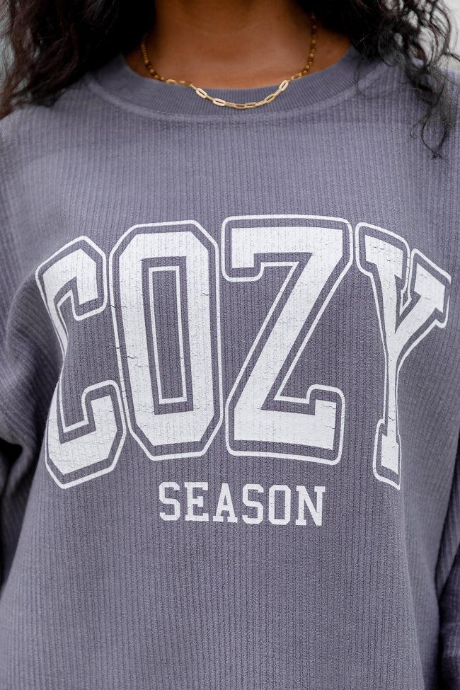 Cozy Season Charcoal Corded Graphic Sweatshirt SALE Product Image