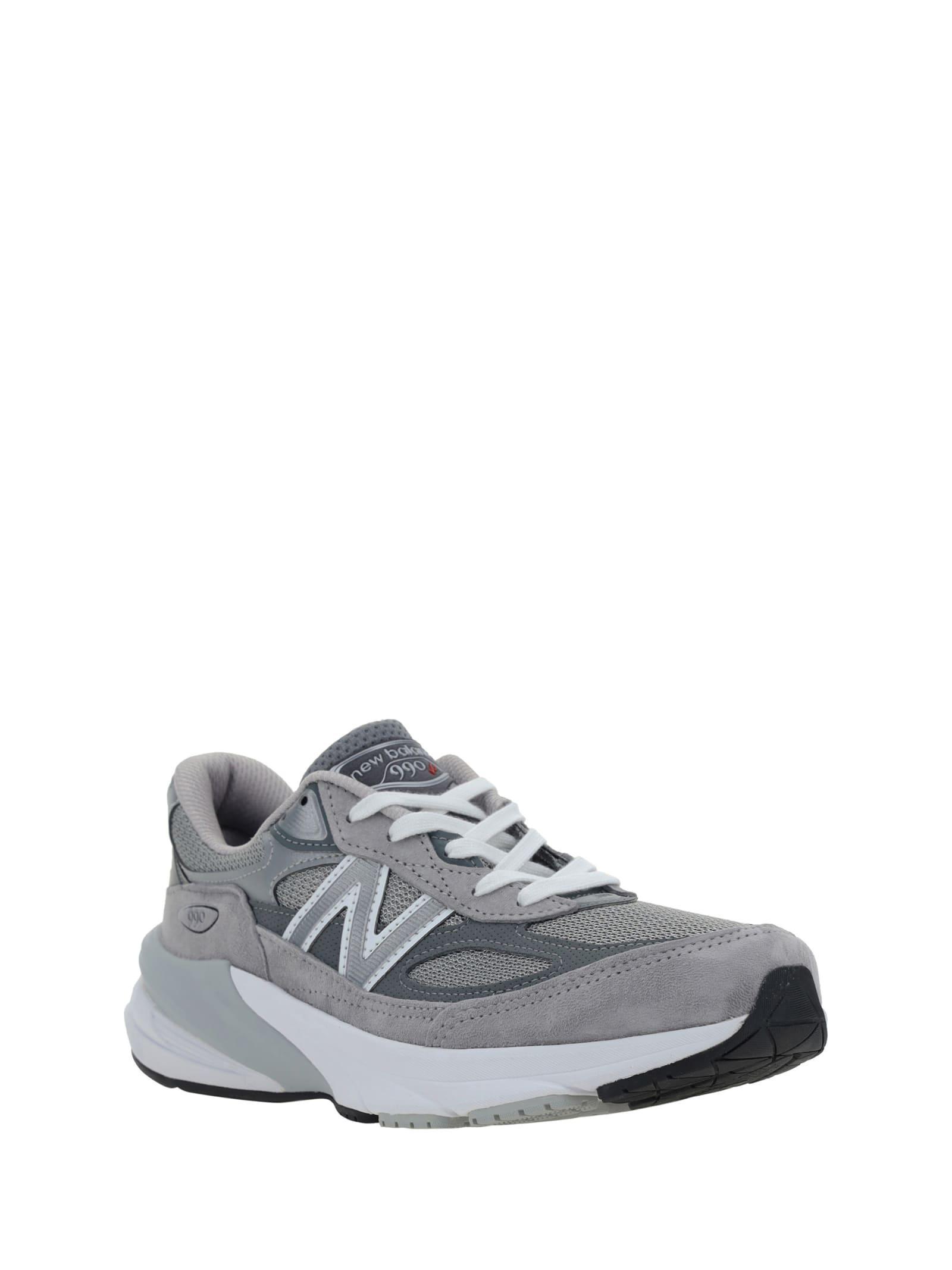 NEW BALANCE Grey Low Top Sneakers With Logo Detail In Suede And Tech Fabric Man Product Image
