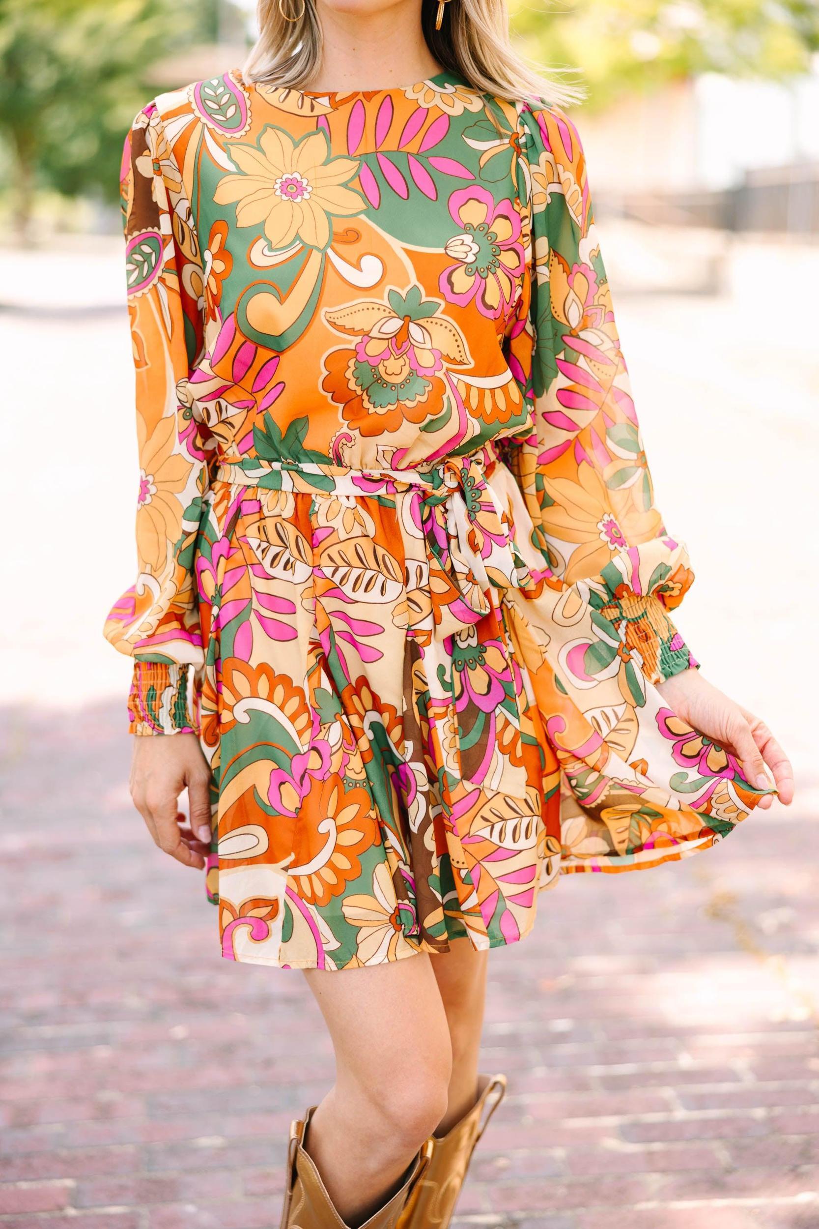 Far Out Green Floral Dress Female Product Image