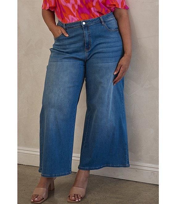 Sugarlips Plus Size High Waisted Wide Leg Jeans Product Image