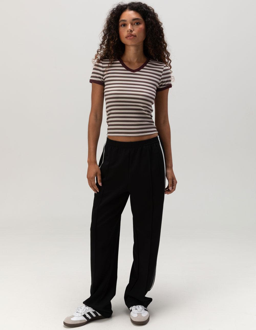 FULL TILT V-Neck Womens Baby Tee - BURGUNDY Product Image