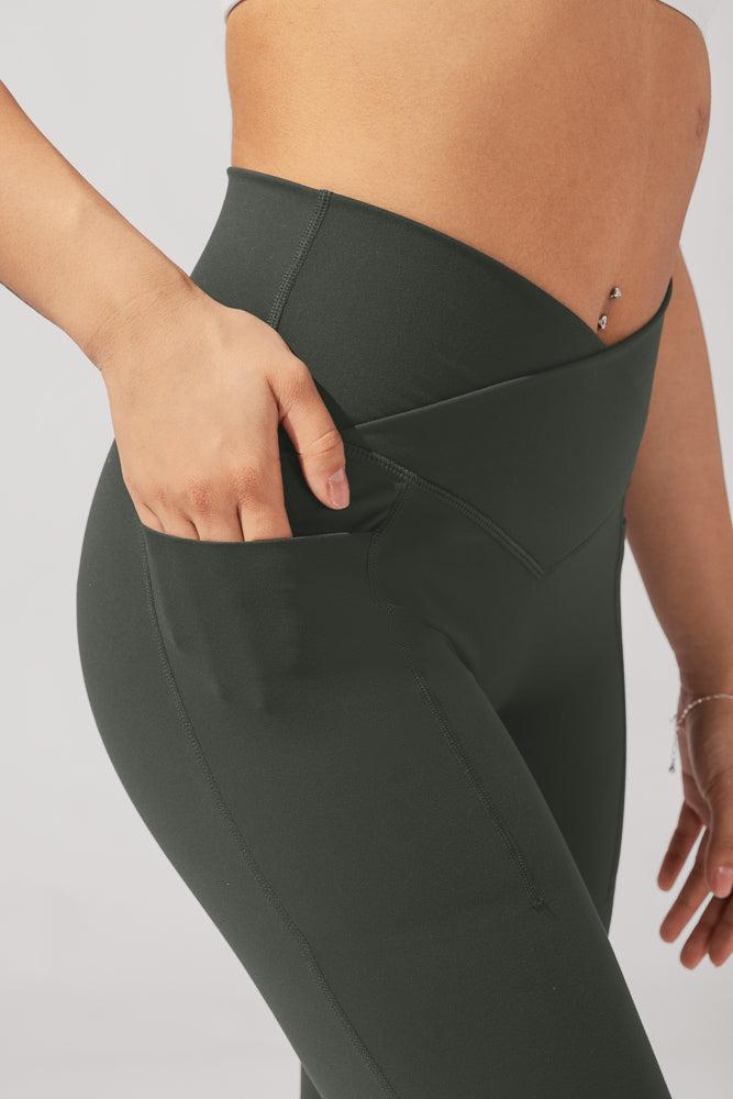 Crisscross Hourglass® Flared Leggings with Pockets - Mystic Purple Product Image