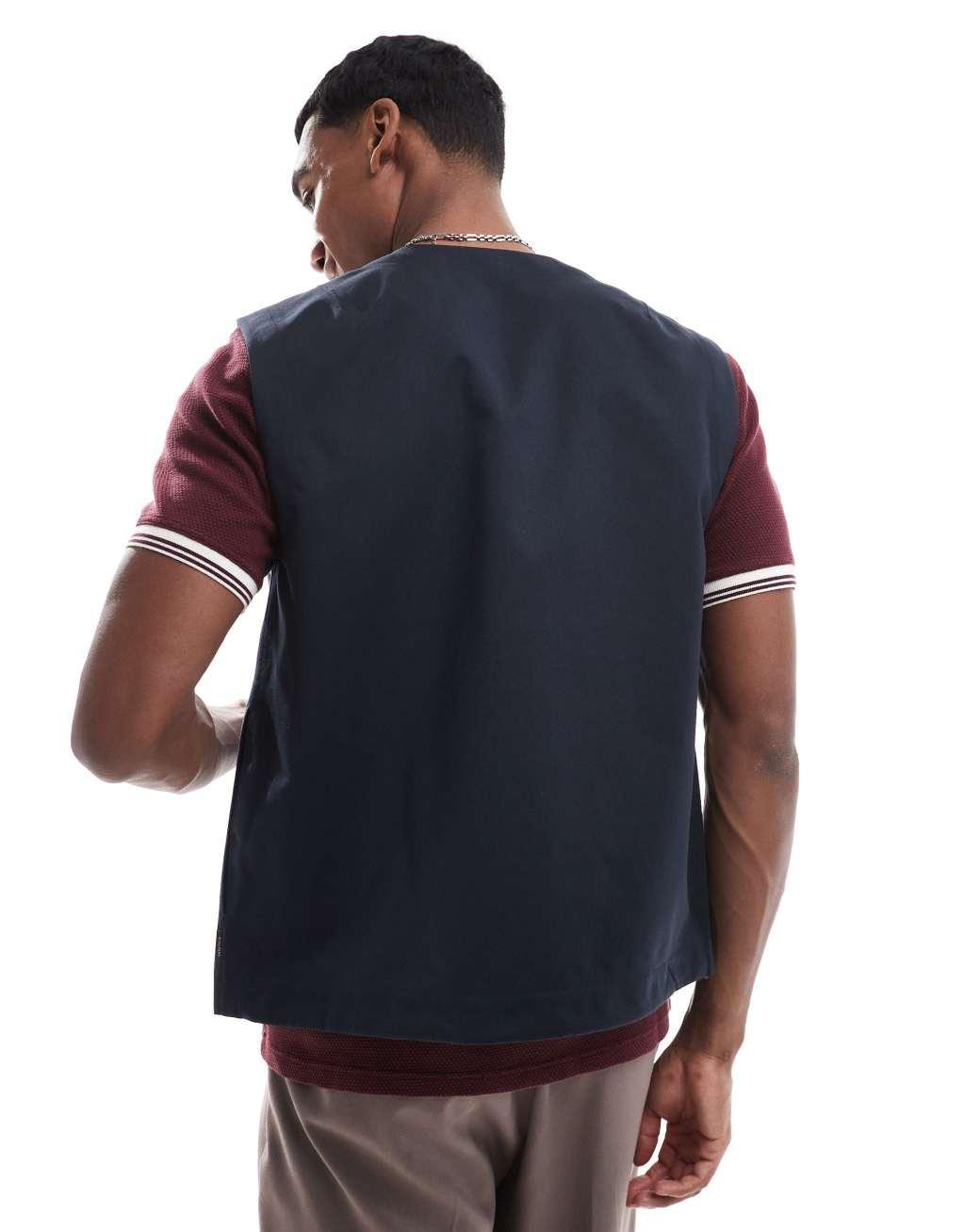 Scalpers Icon Path Vest In Navy   Product Image