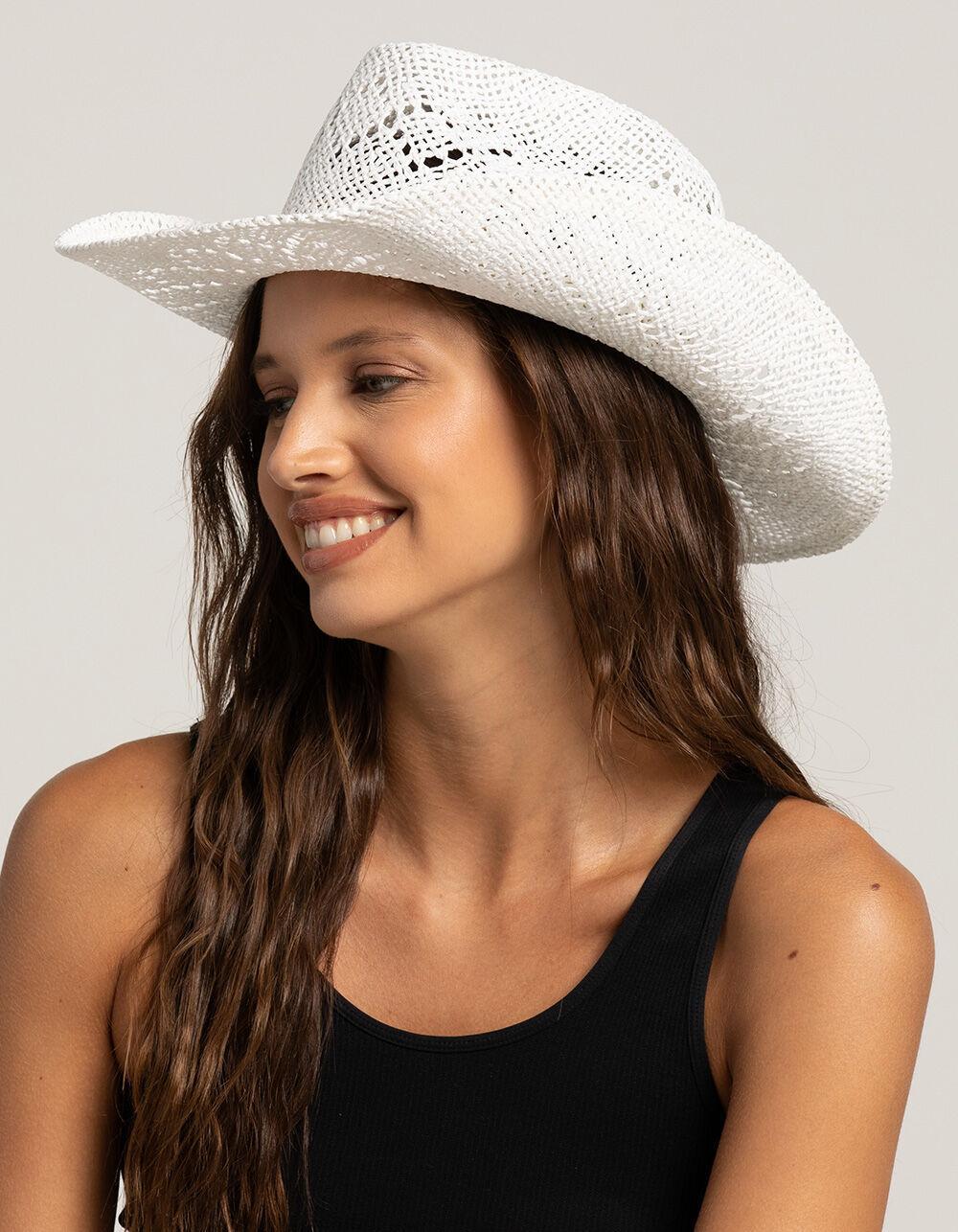 Womens Straw Cowboy Hat - WHITE Product Image